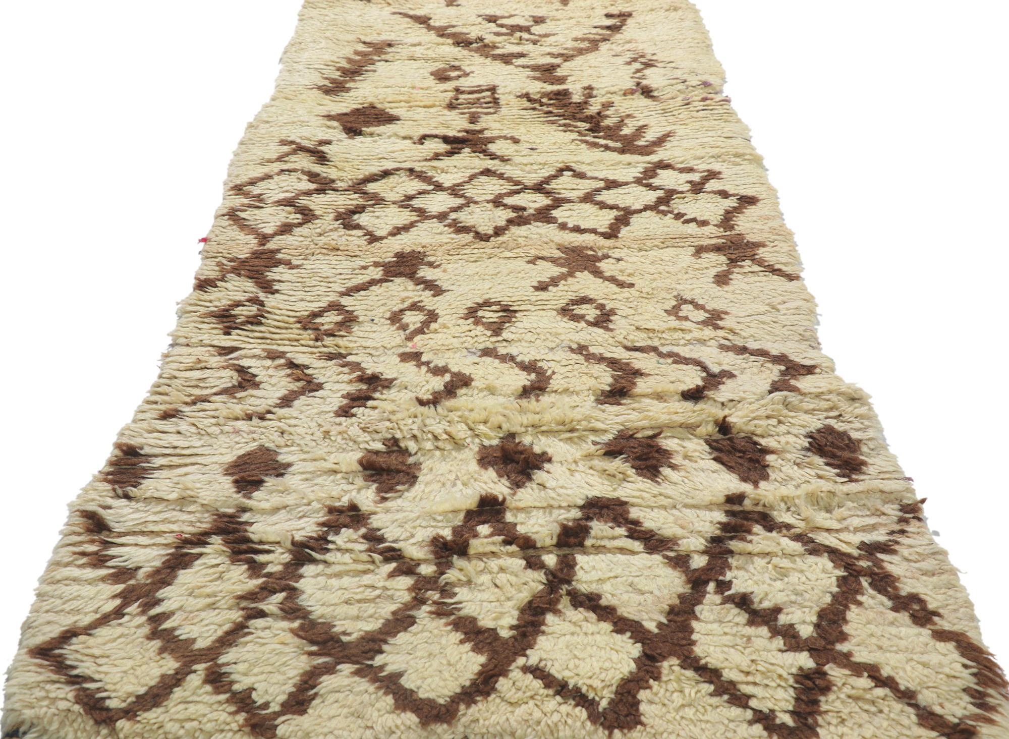 Hand-Knotted Vintage Berber Moroccan Azilal Rug For Sale