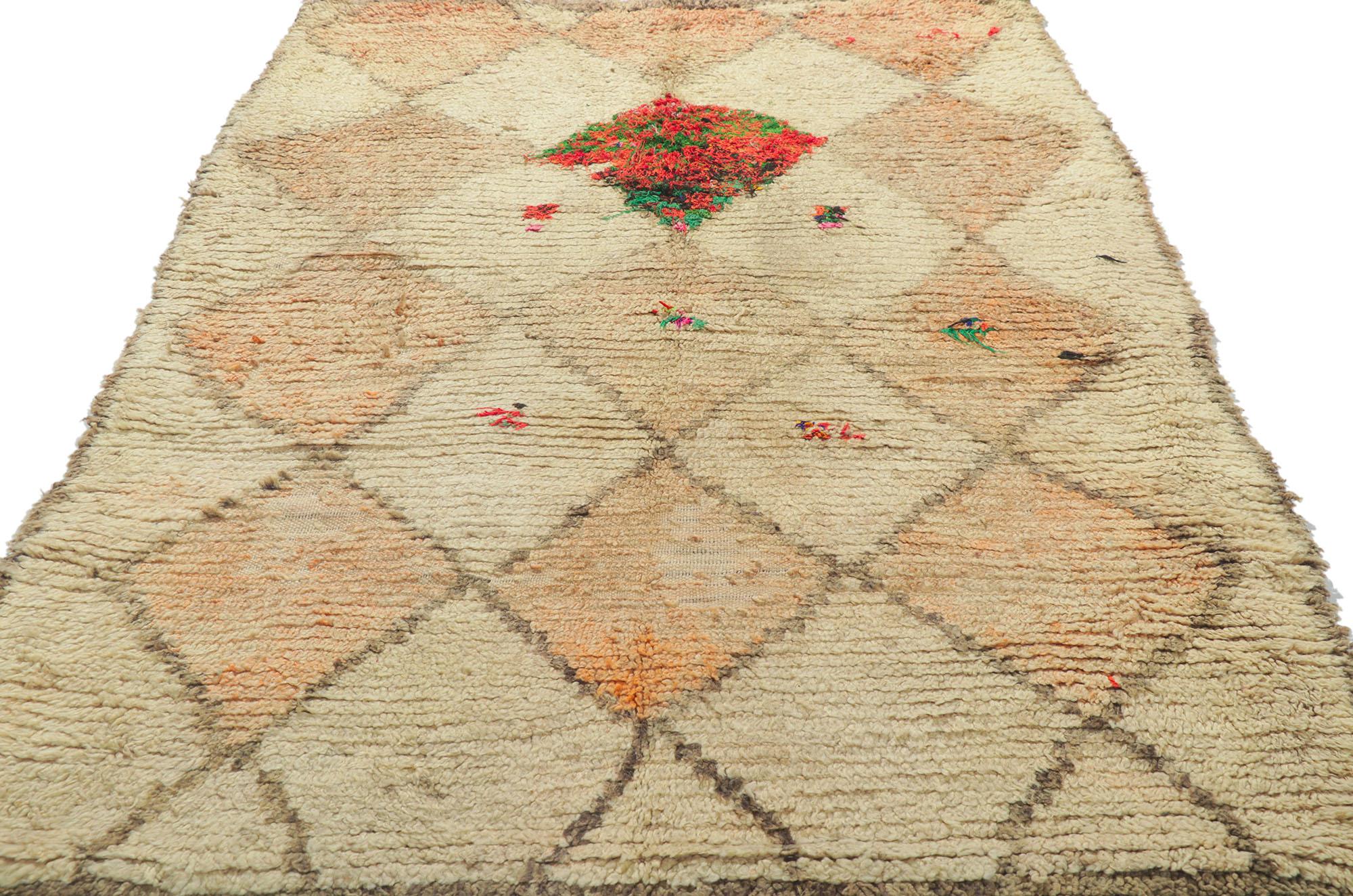 Hand-Knotted Vintage Berber Moroccan Azilal Rug For Sale