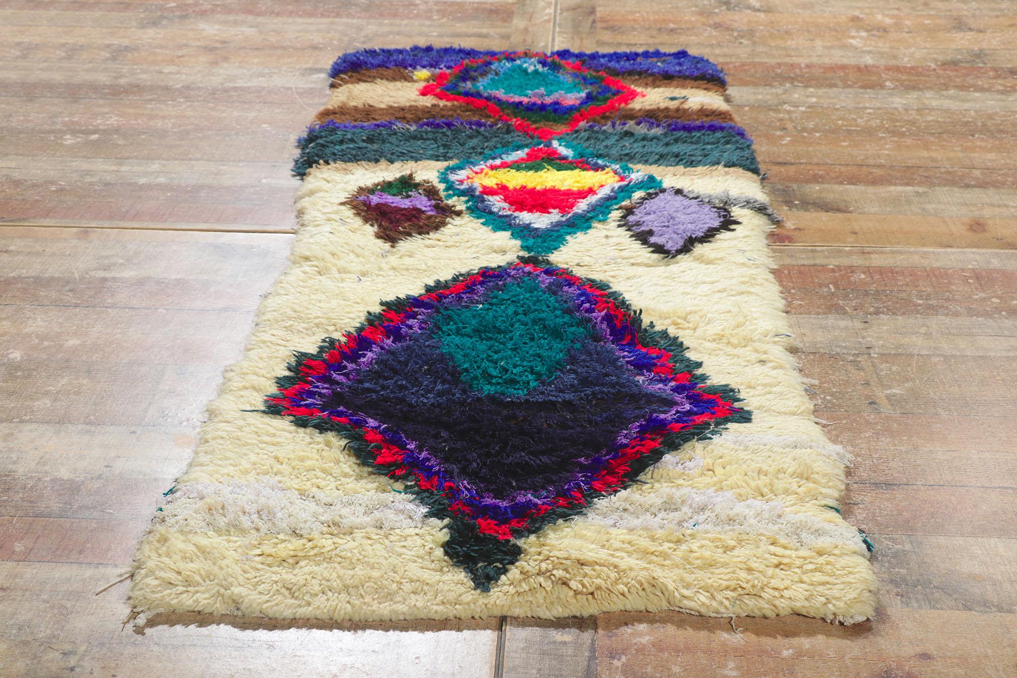 Wool Vintage Berber Moroccan Azilal Rug For Sale