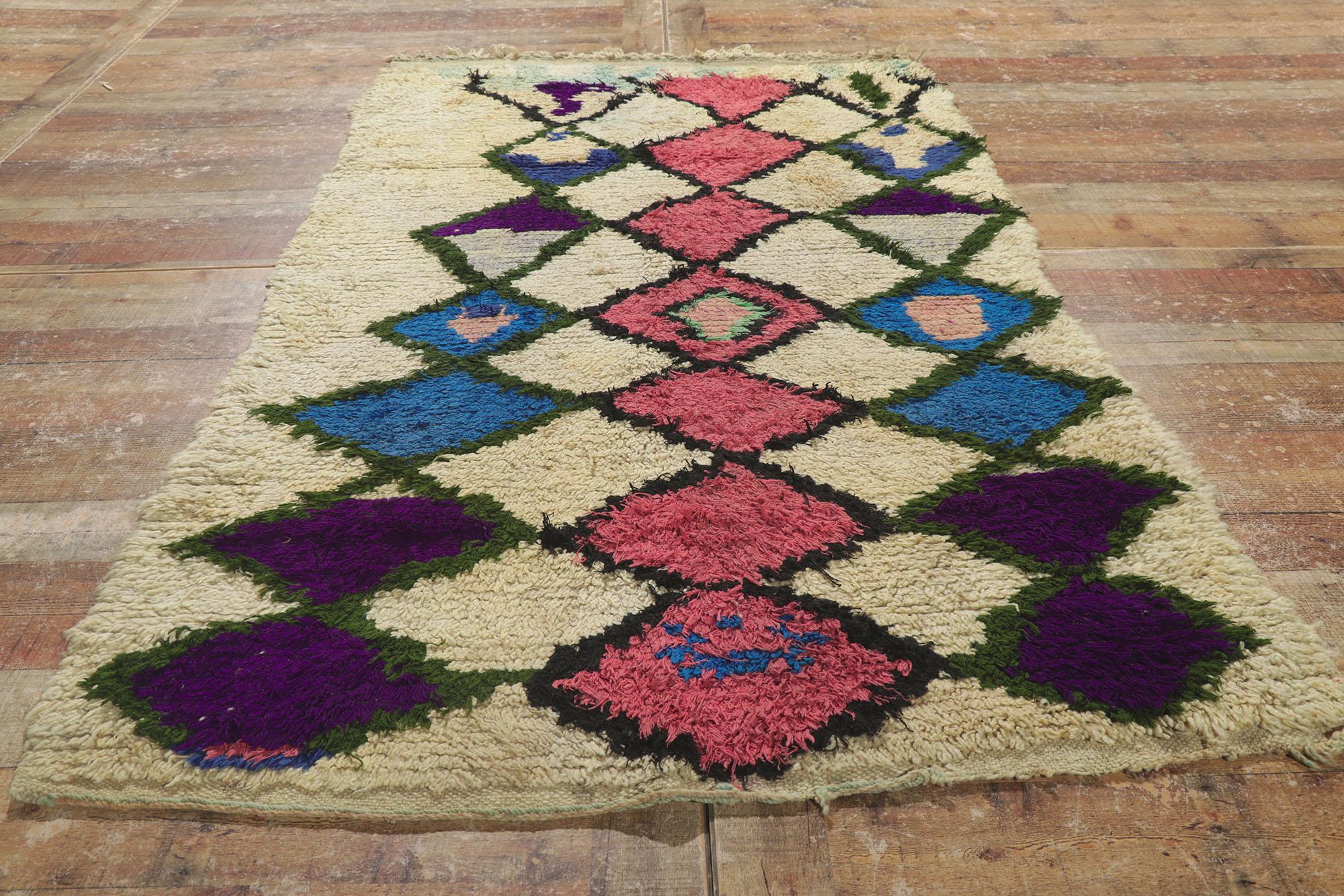 Wool Vintage Berber Moroccan Azilal Rug For Sale