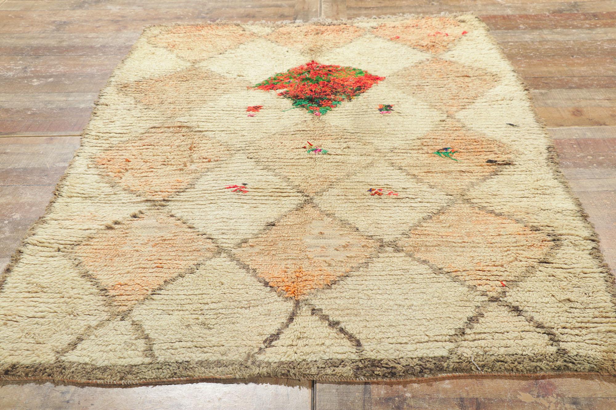 Wool Vintage Berber Moroccan Azilal Rug For Sale