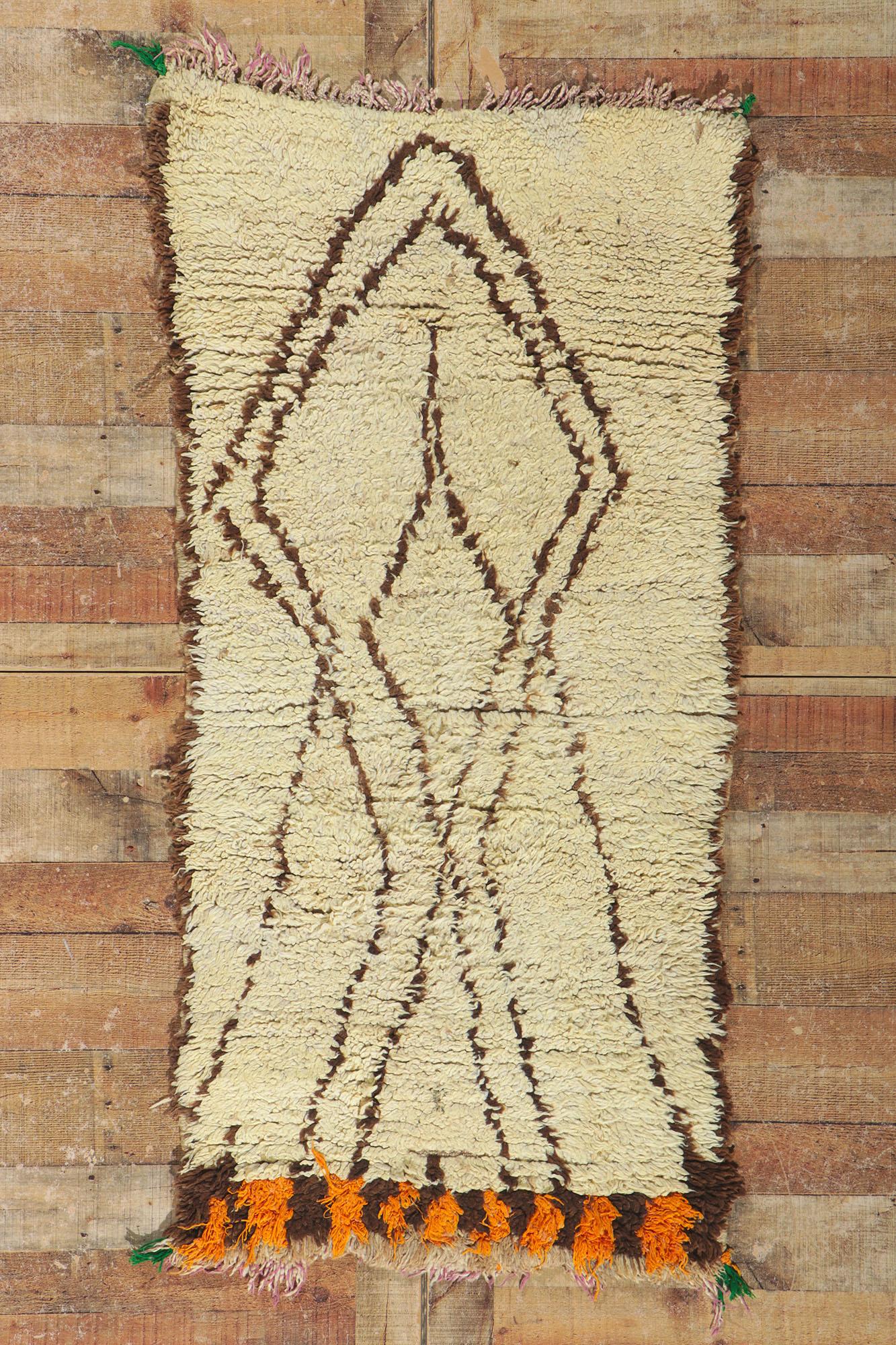 Vintage Berber Moroccan Azilal Rug, Sustainable Design Collides with Wabi-Sabi For Sale 1