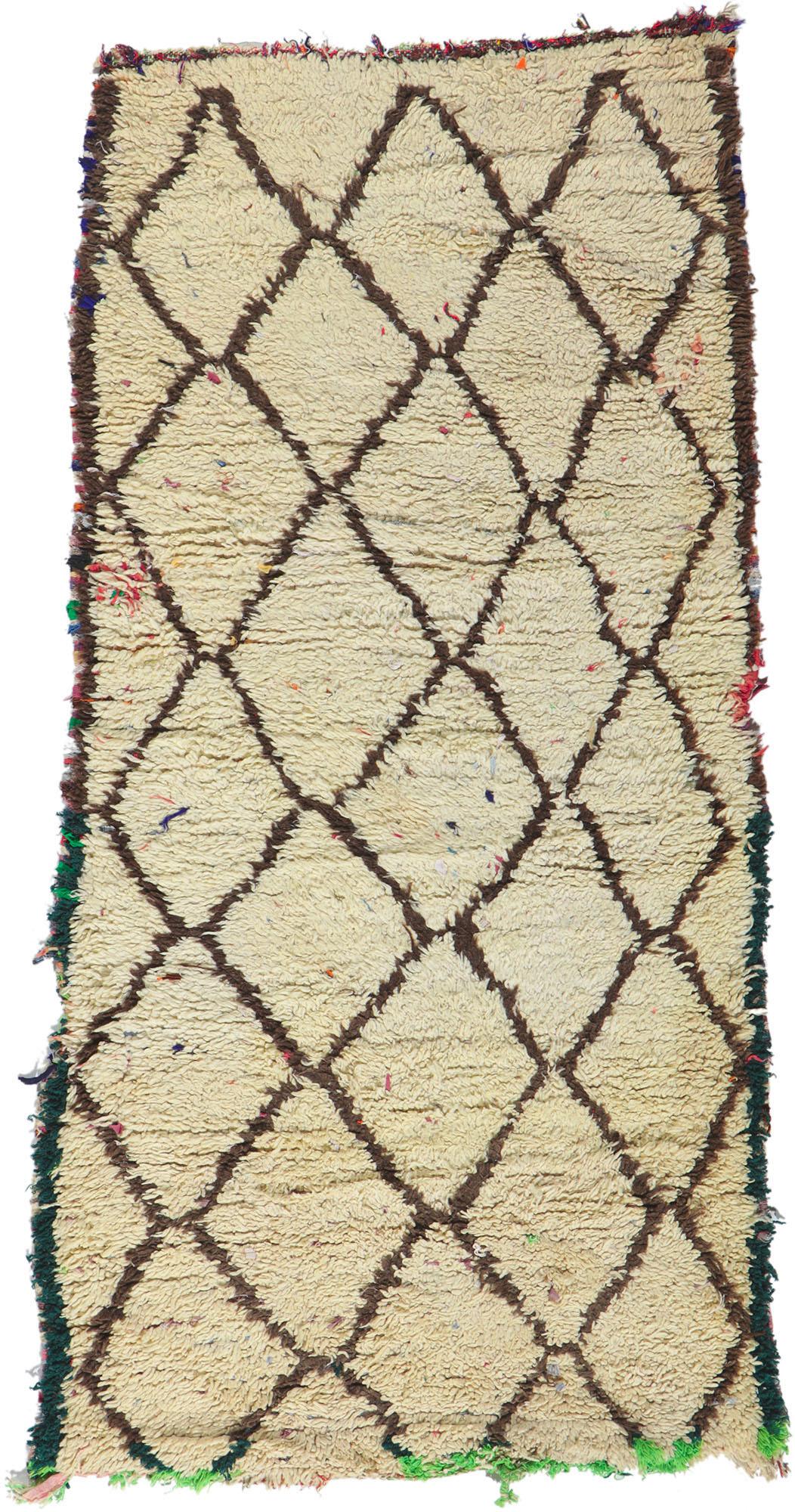 Vintage Berber Moroccan Azilal Rug, Natural Elegance Meets Nomadic Charm For Sale 2