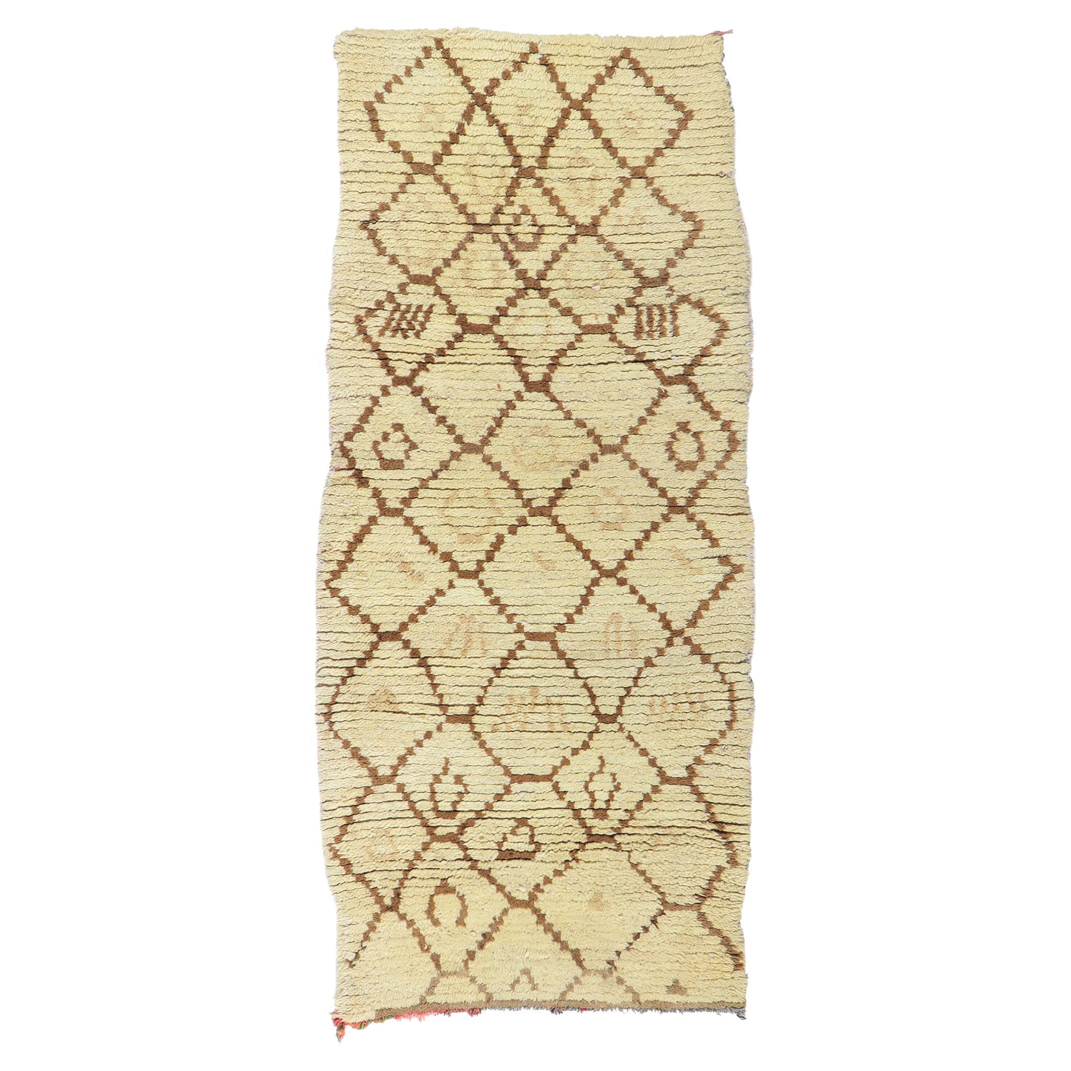 Marokkanischer Azilal-Teppich aus Berber, Wabi-Sabi meets Neutral Bohemian, Vintage