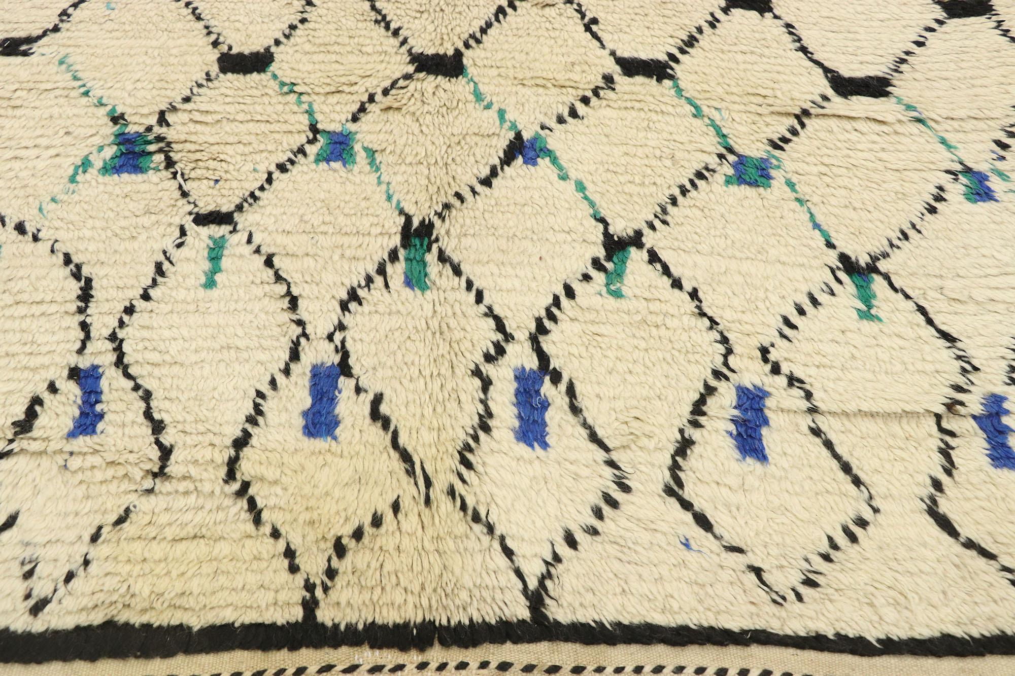 Bohemian Vintage Berber Moroccan Azilal Rug, Gypset Boho Meets Tribal Enchantment For Sale