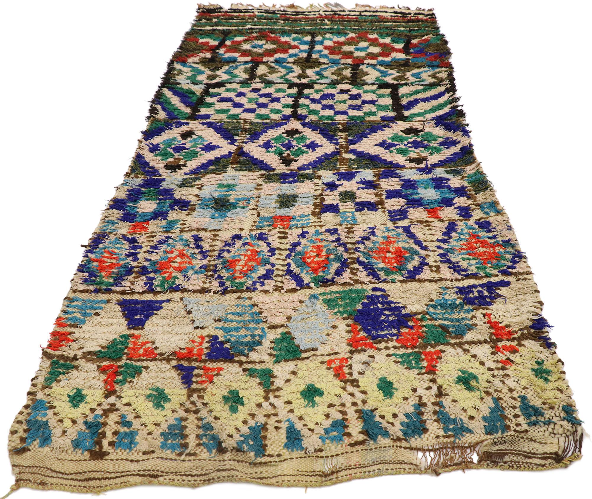 Marokkanischer Azilal-Teppich aus Berber, Gyset Boho Meets Rustikaler Dschungel, Vintage (Böhmisch) im Angebot