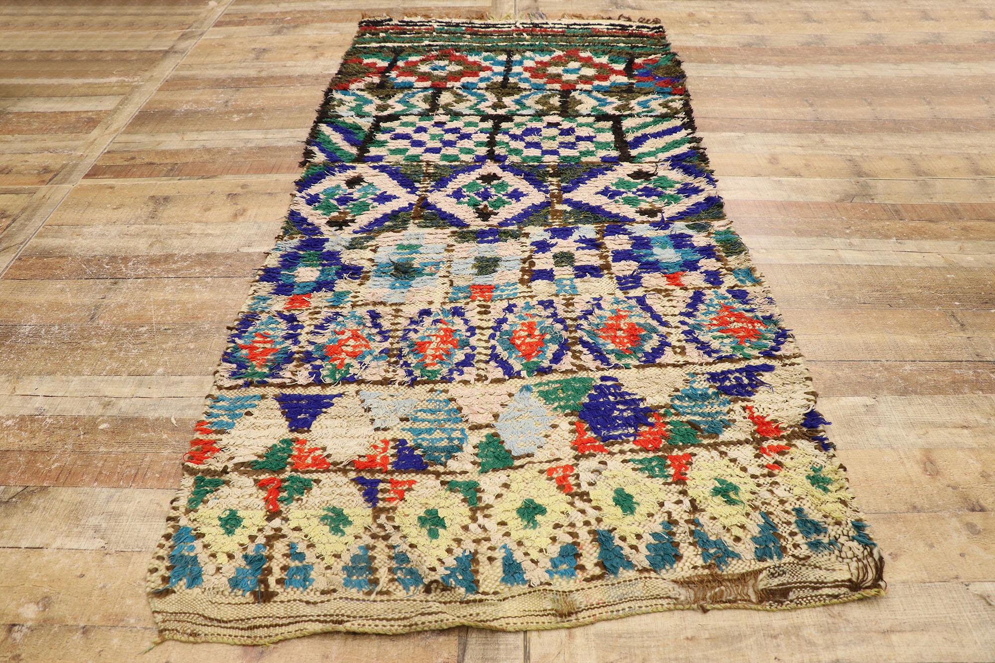 Marokkanischer Azilal-Teppich aus Berber, Gyset Boho Meets Rustikaler Dschungel, Vintage (Wolle) im Angebot