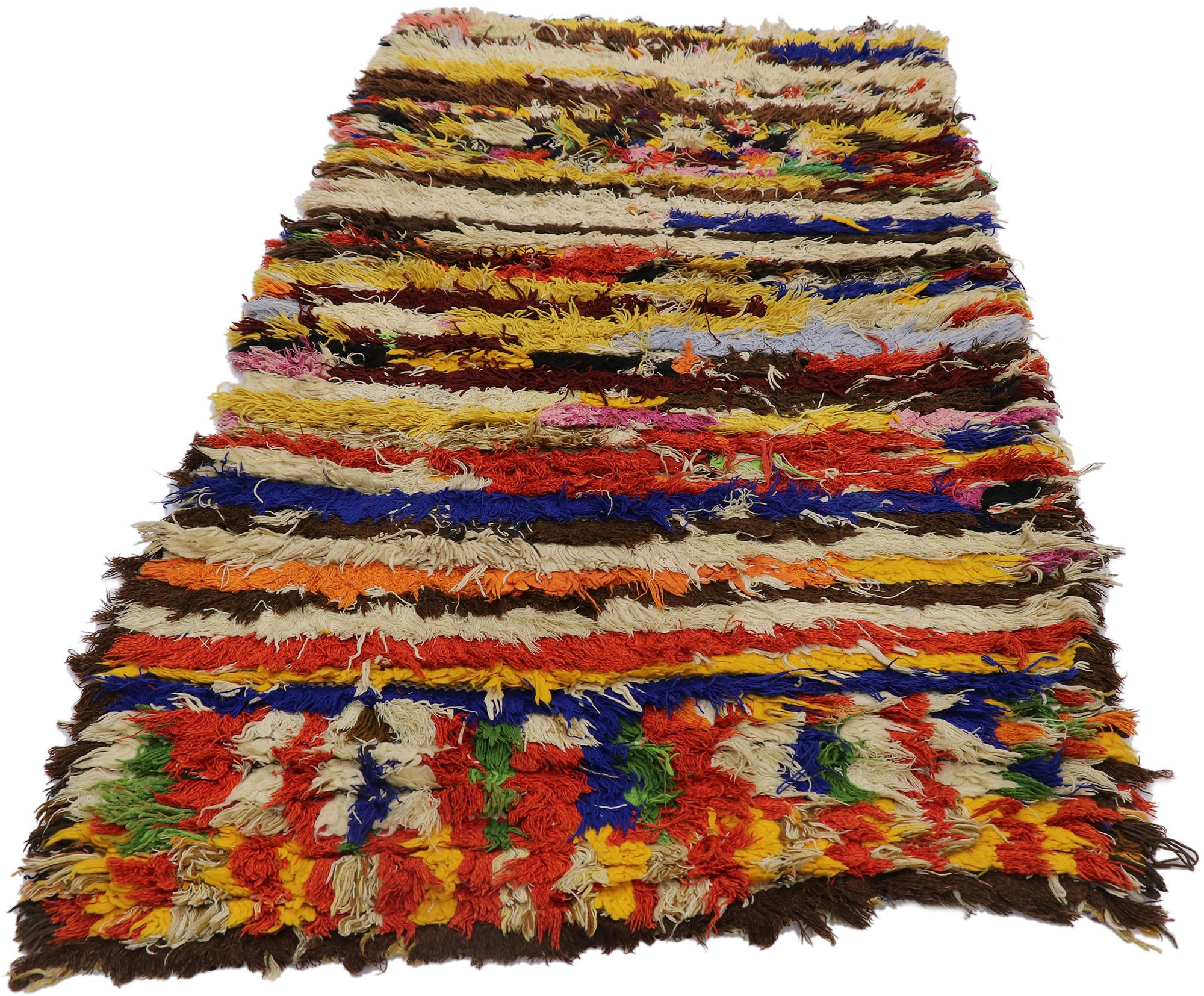 Expressionist Vintage Berber Moroccan Azilal Rug Inspired by Sol LeWitt For Sale