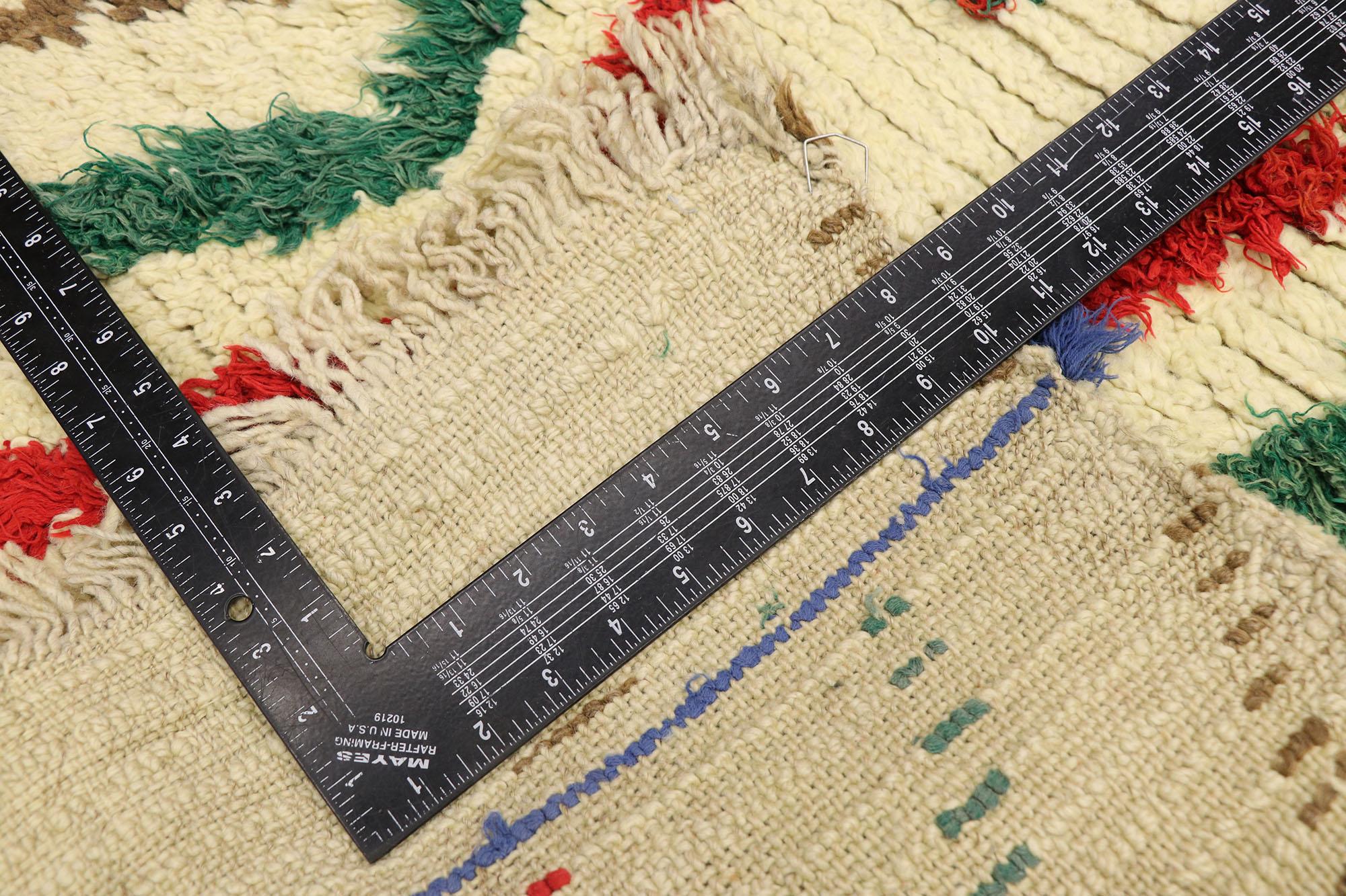 Noué à la main Tapis Azilal berbère marocain vintage, breloque nomade rencontre style tribal en vente