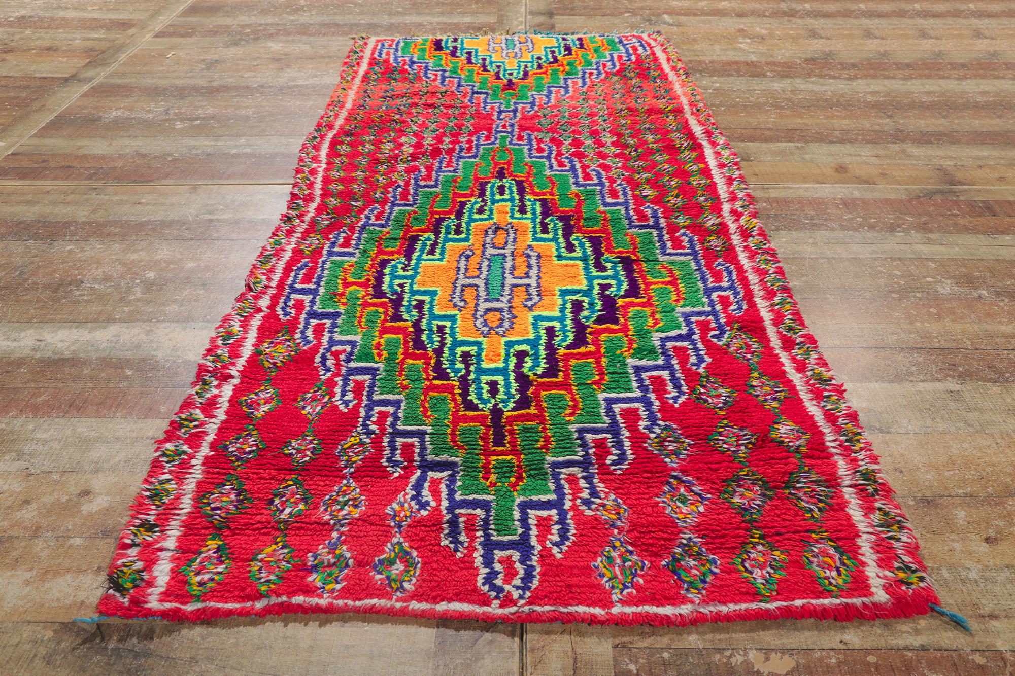 Vintage Berber Moroccan Azilal Rug Runner with Tribal Style 1