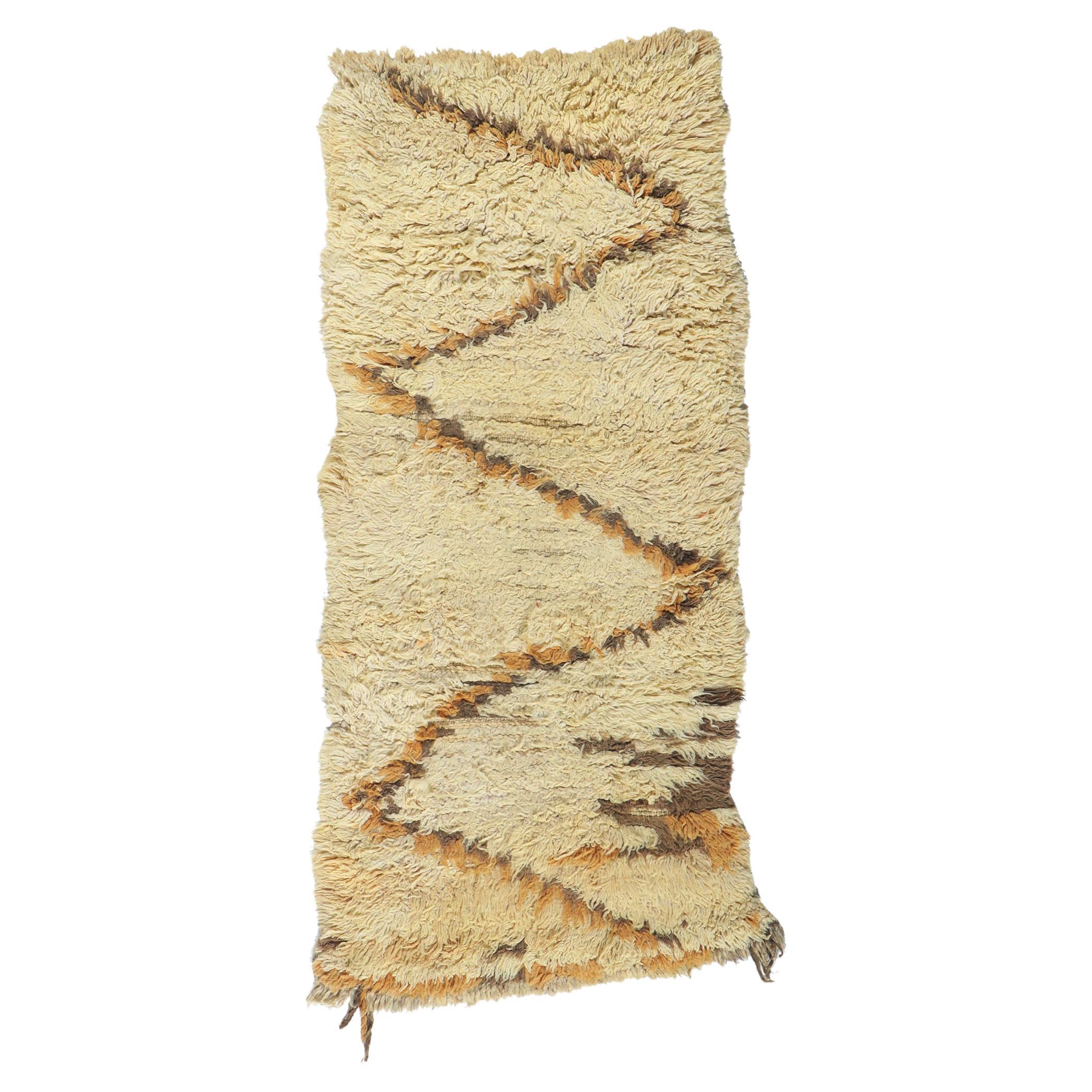 Vintage Berber Moroccan Azilal Rug, Wabi-Sabi Meets Neutral Bohemian Style