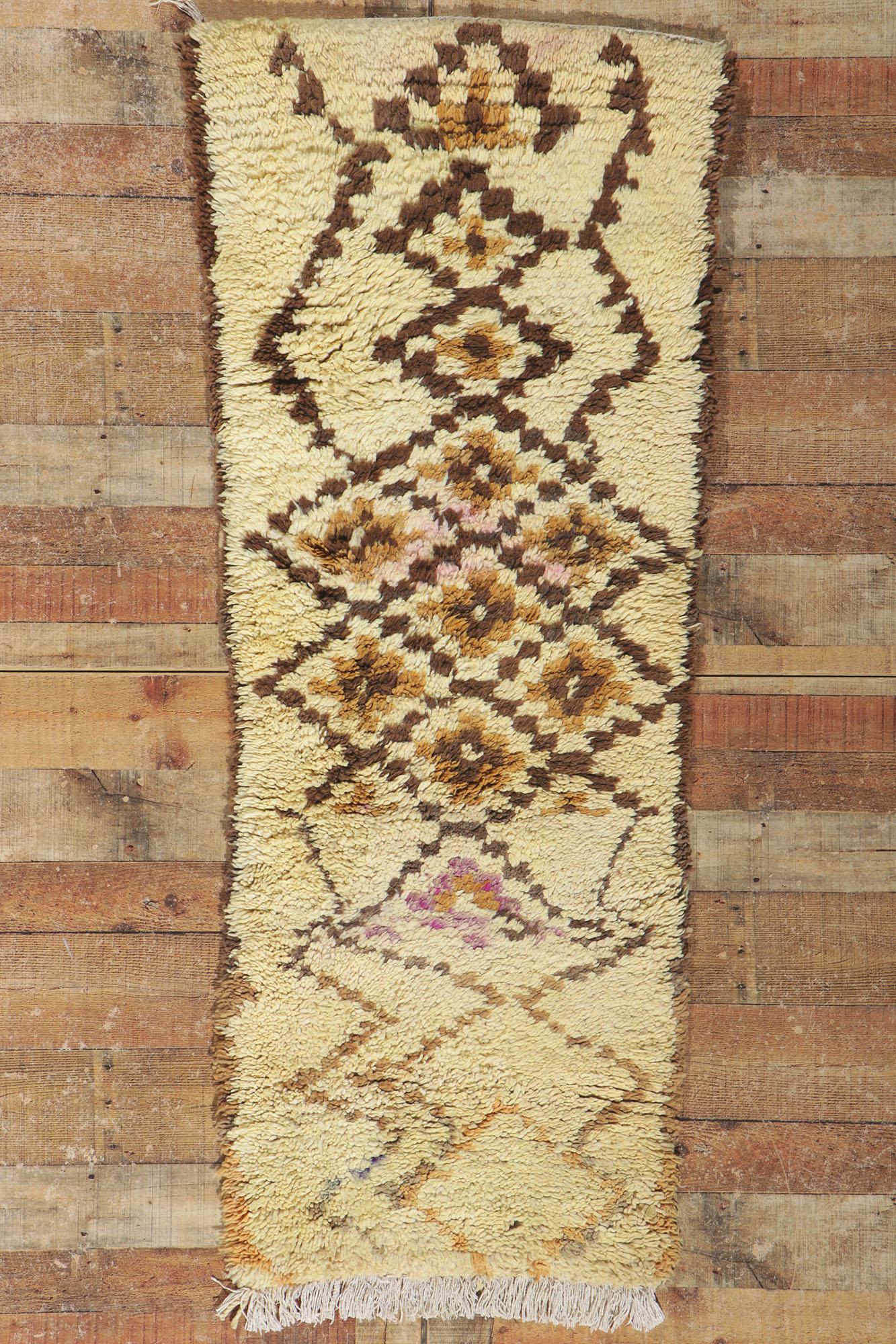 Vintage Berber Moroccan Azilal Rug, Wabi-Sabi Meets Neutral Boho Chic For Sale 1