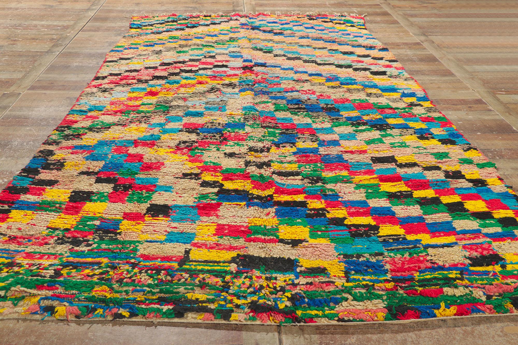 Marokkanischer Azilal-Teppich im kubistischen Stil, Boho Chic Meets Cubist (Wolle) im Angebot