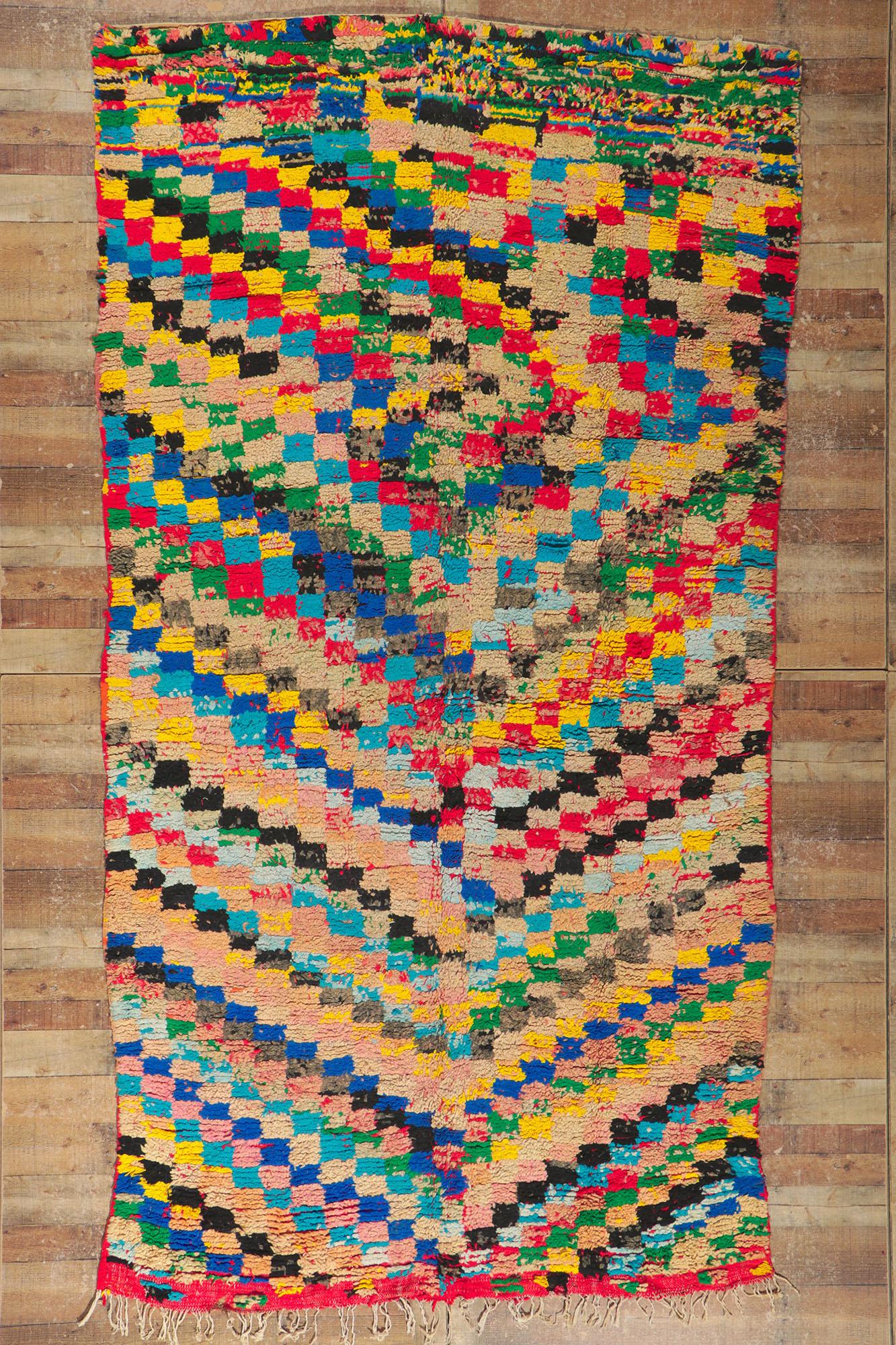 Marokkanischer Azilal-Teppich im kubistischen Stil, Boho Chic Meets Cubist im Angebot 1