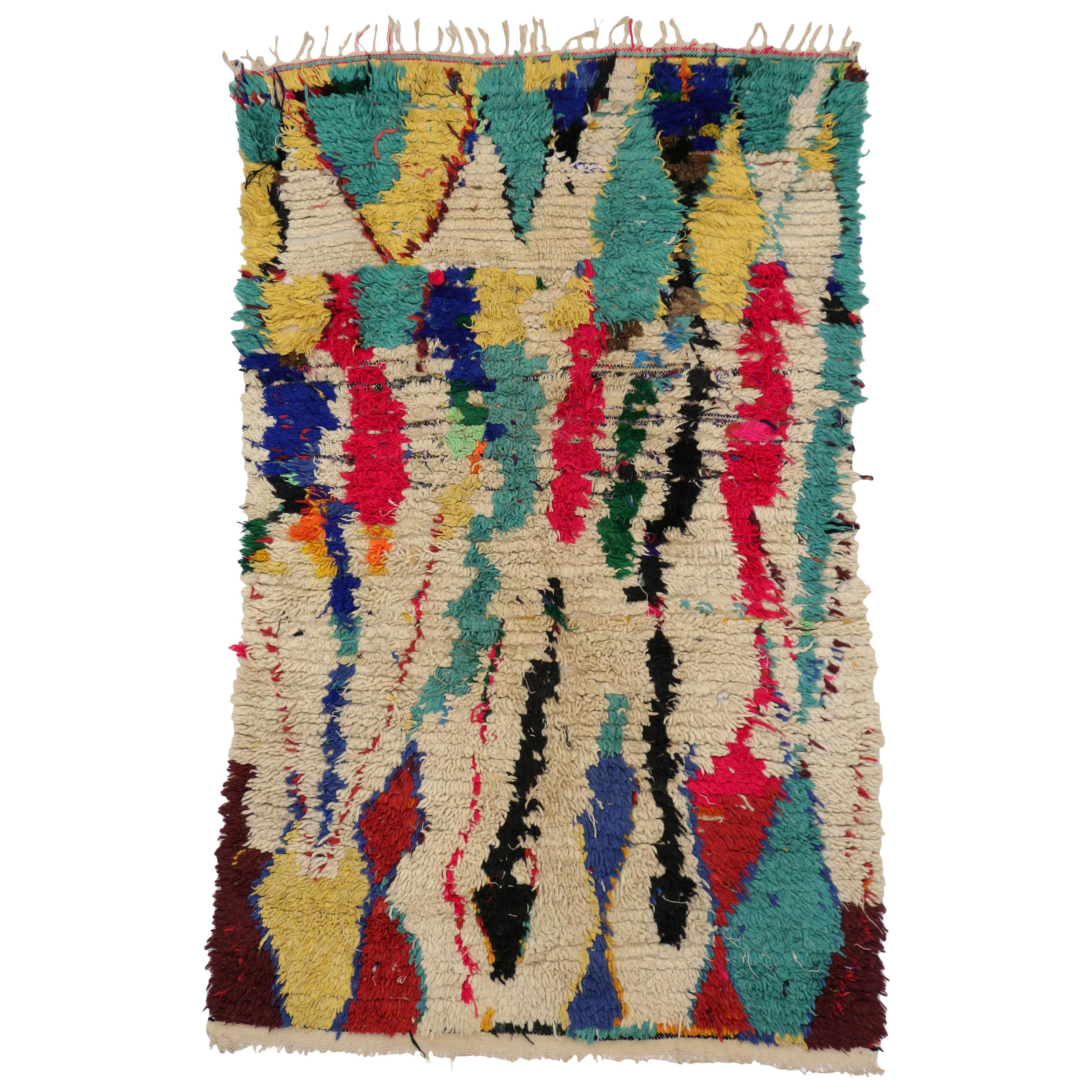 Vintage Berber Moroccan Azilal Rug with Abstract Expressionist Style