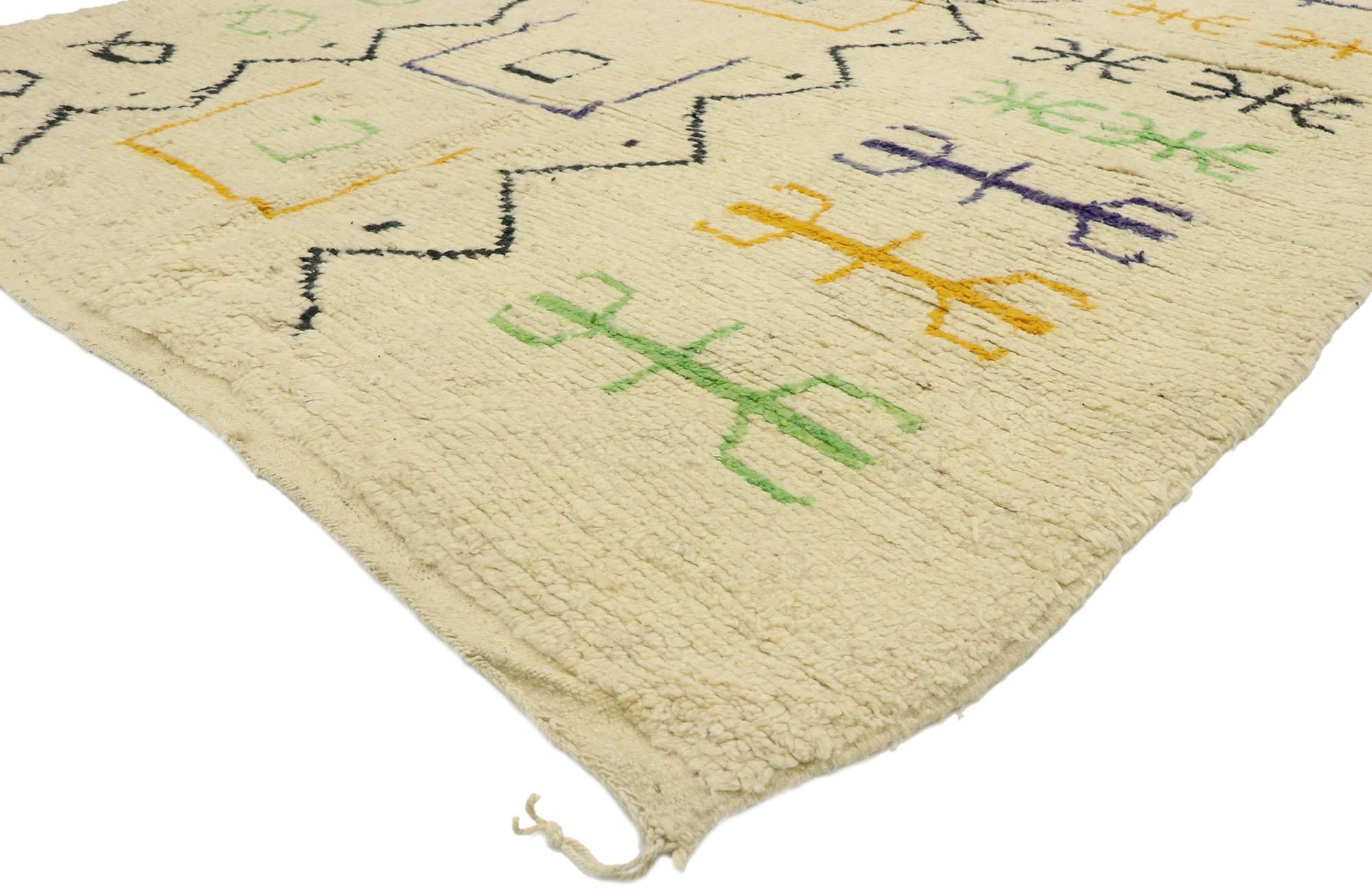 Marokkanischer Azilal-Teppich aus Berber im böhmischen Stil mit böhmischem Stil (Handgeknüpft) im Angebot