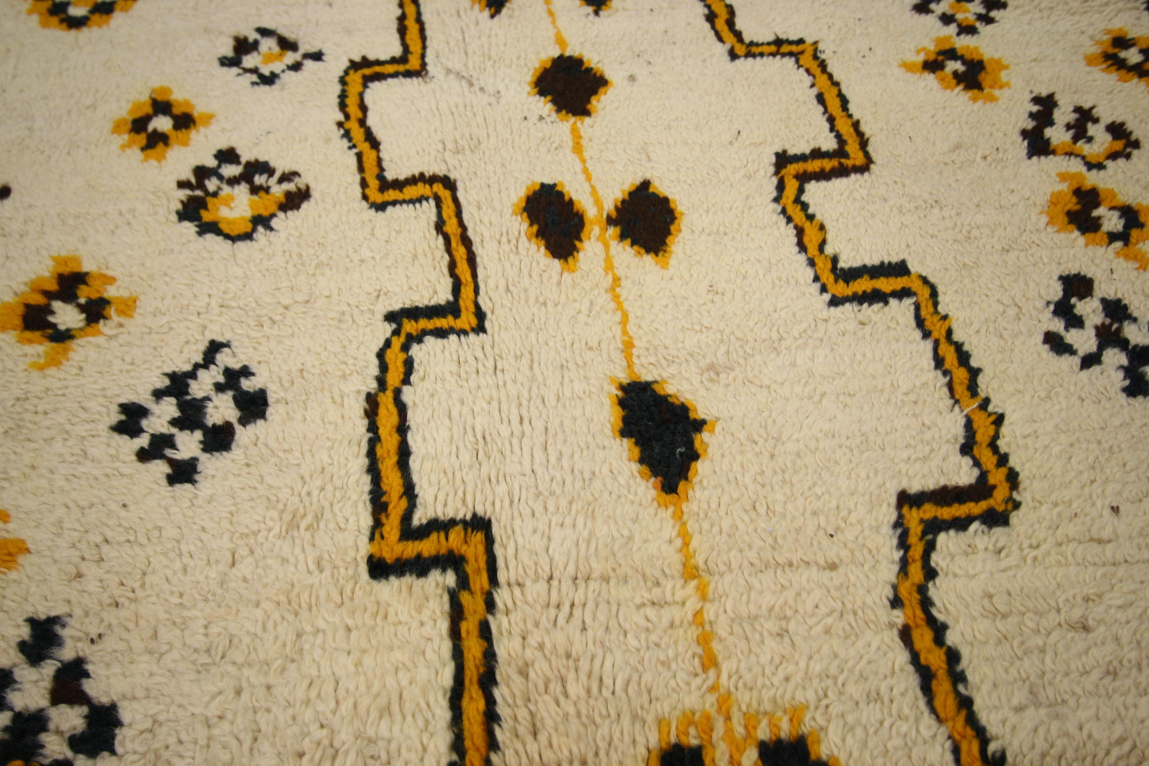 Hand-Knotted Vintage Berber Moroccan Azilal Rug with Bohemian Tribal Style For Sale