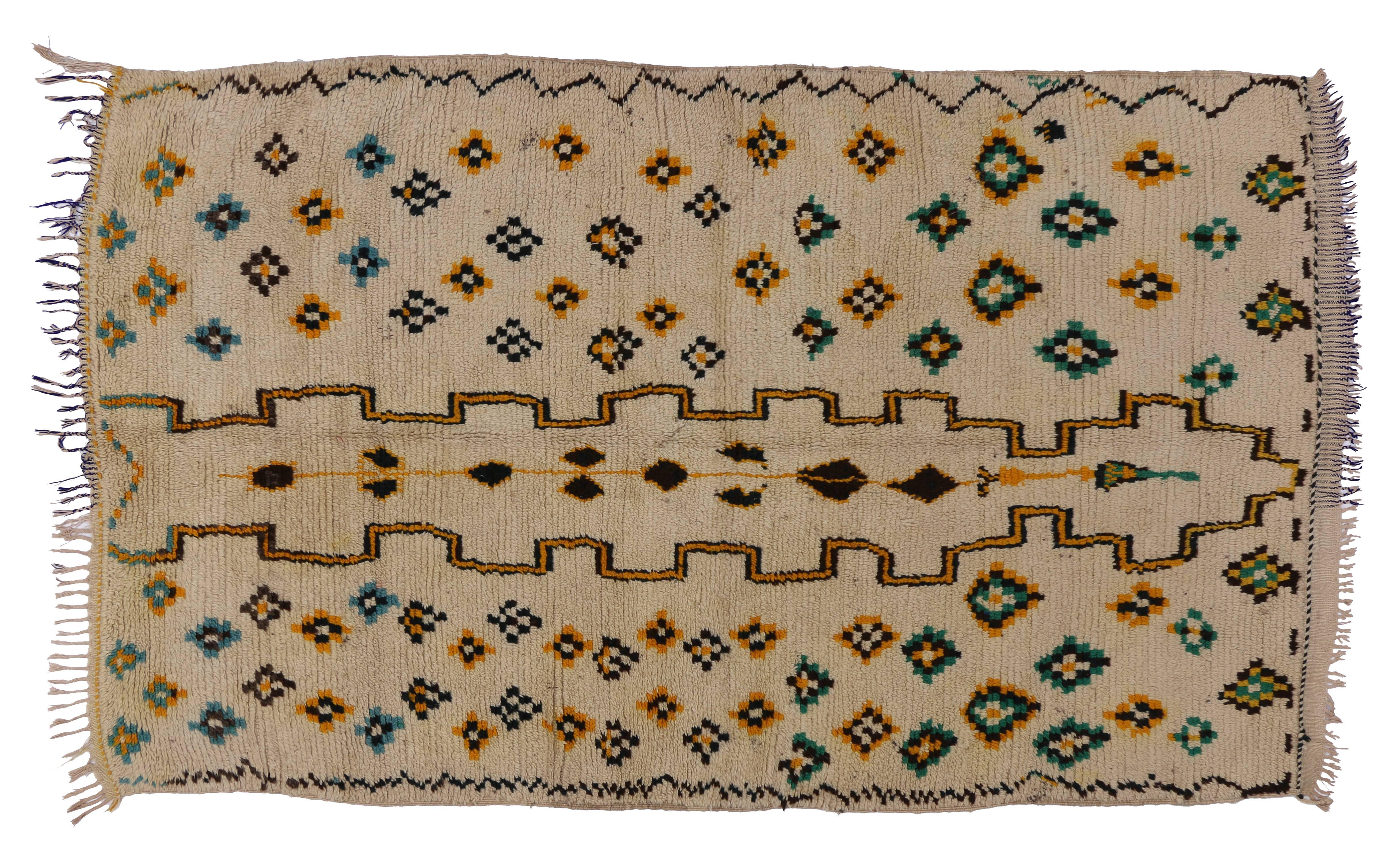 Tapis berbère marocain Azilal vintage avec style tribal bohème Bon état - En vente à Dallas, TX