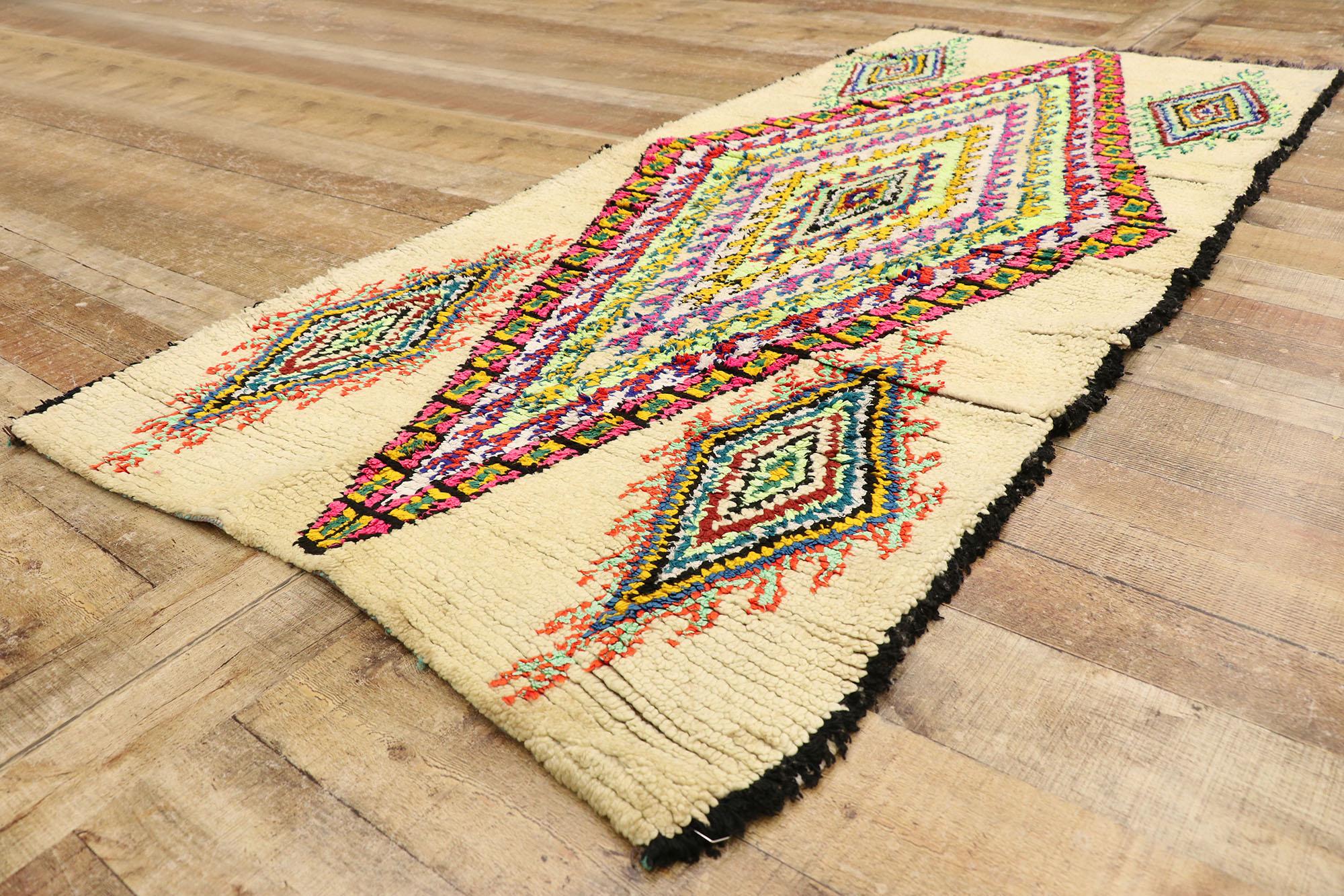 Vintage Berber Moroccan Azilal Rug with Bohemian Tribal Style For Sale 1