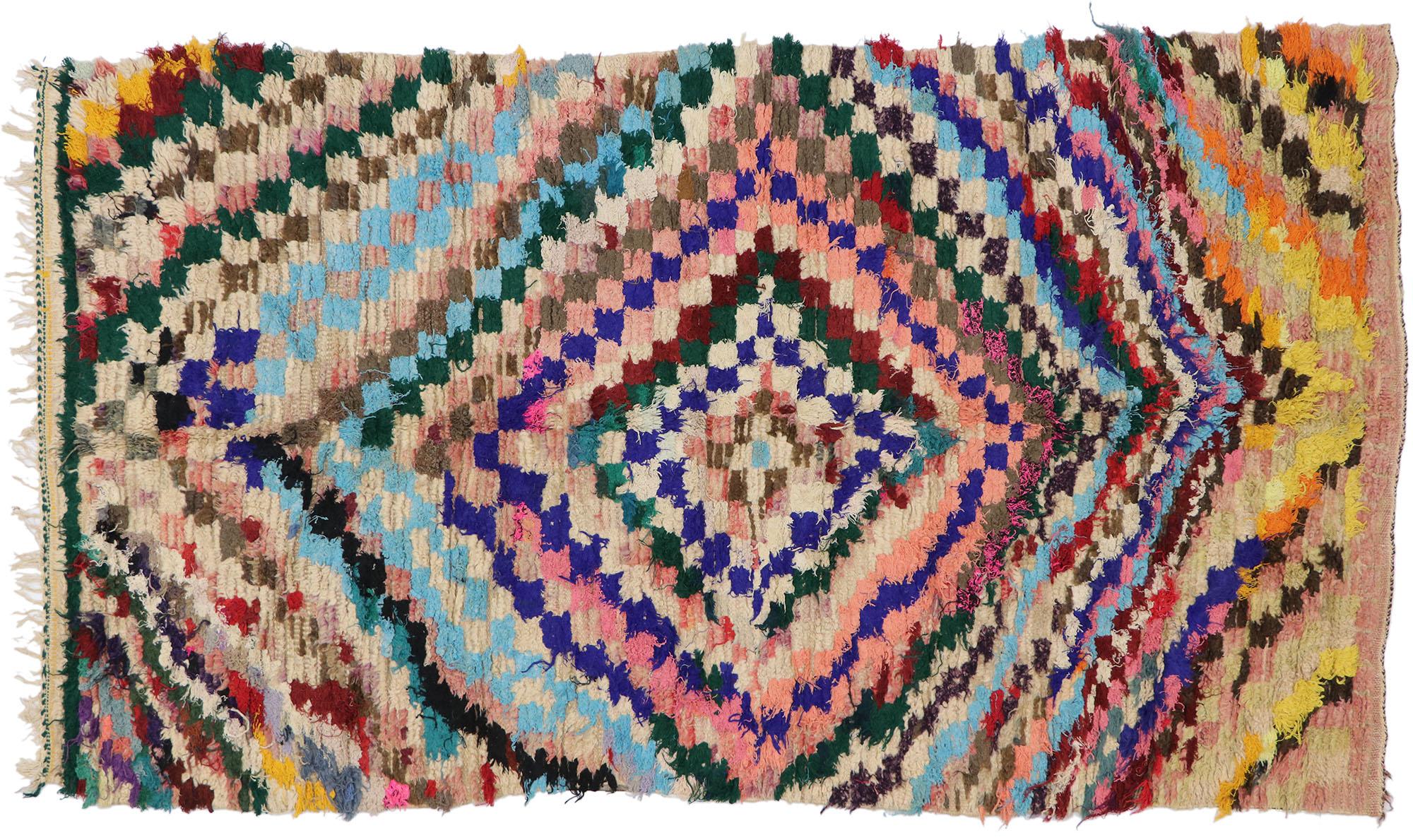 Vintage Berber Moroccan Azilal Rug with Bohemian Tribal Style For Sale 3