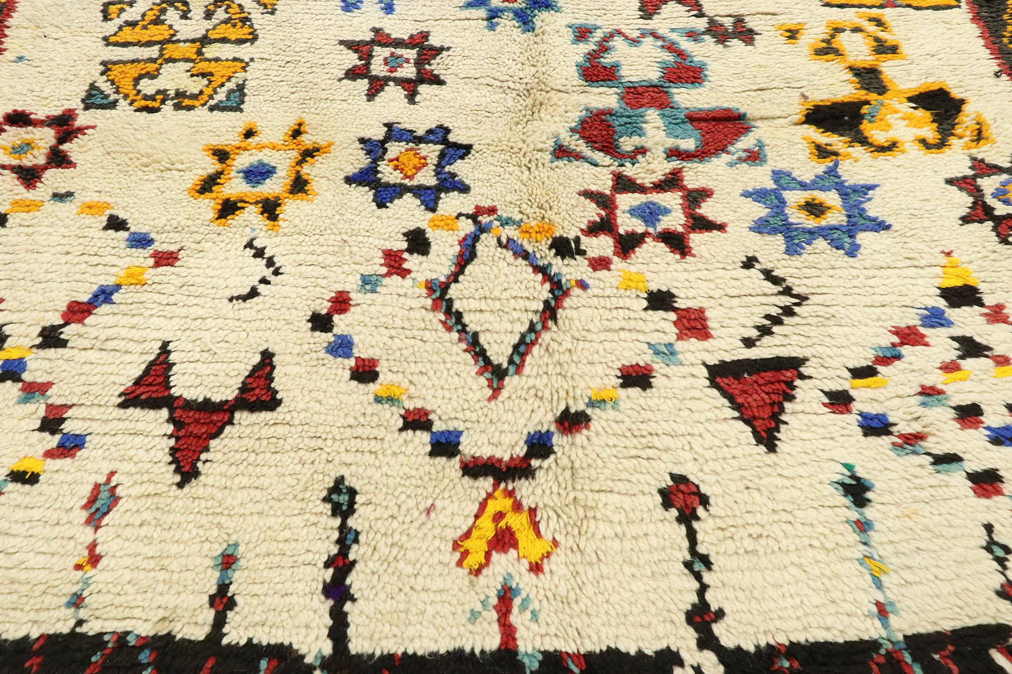 Bohemian Vintage Berber Moroccan Azilal Rug with Boho Chic Tribal Style and Hygge Vibes For Sale