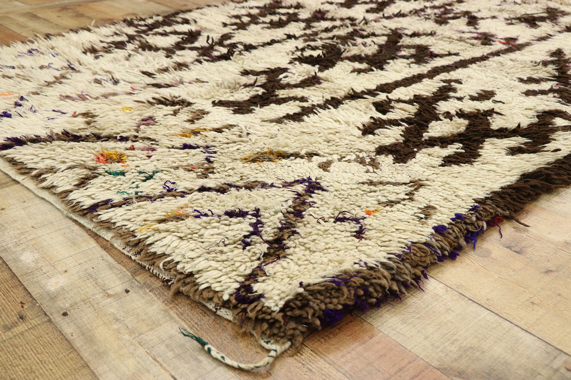 Hand-Knotted Vintage Berber Moroccan Azilal Rug with Boho Chic Tribal Style For Sale