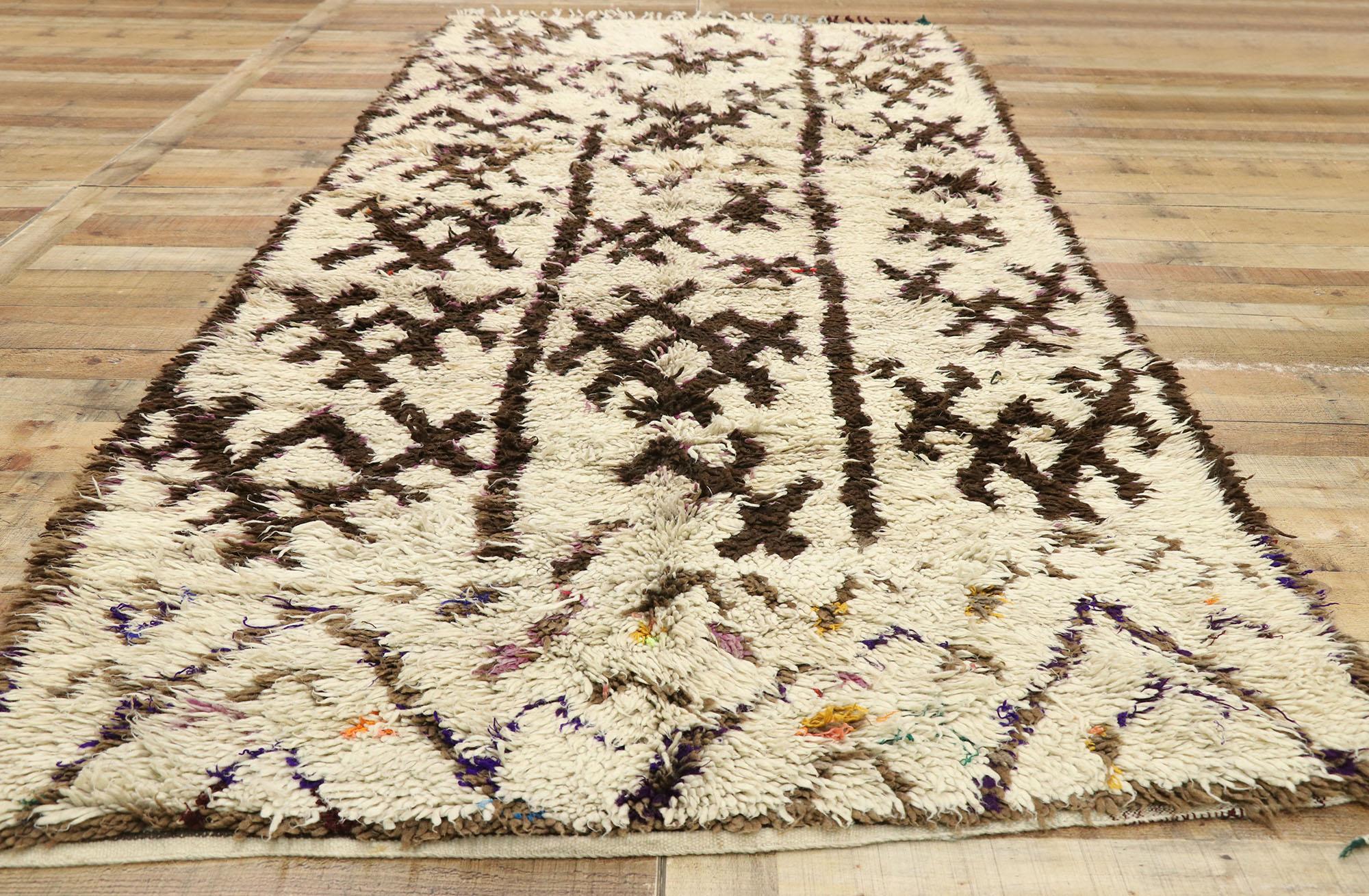 Wool Vintage Berber Moroccan Azilal Rug with Boho Chic Tribal Style For Sale