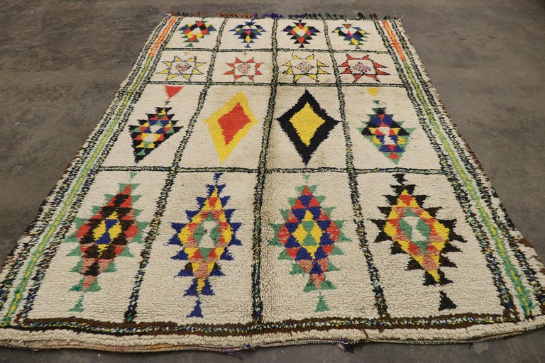 Vintage Berber Moroccan Azilal Rug with Compartment Design and Tribal ...