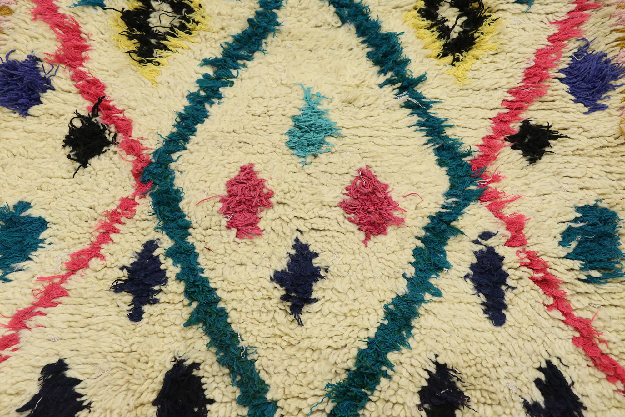 Tribal Vintage Berber Moroccan Azilal Rug with Hygge Boho Chic Style For Sale