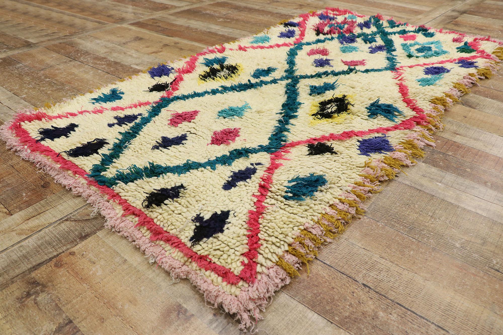 20th Century Vintage Berber Moroccan Azilal Rug with Hygge Boho Chic Style For Sale