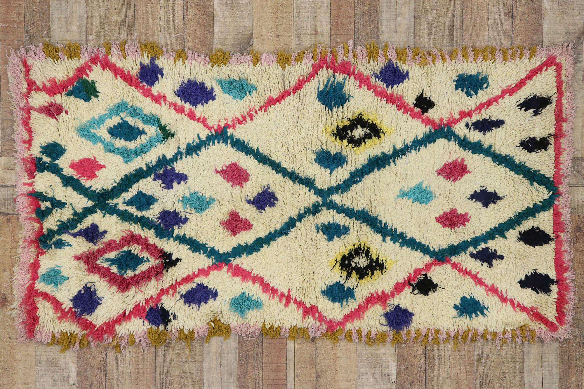 Vintage Berber Moroccan Azilal Rug with Hygge Boho Chic Style For Sale 1