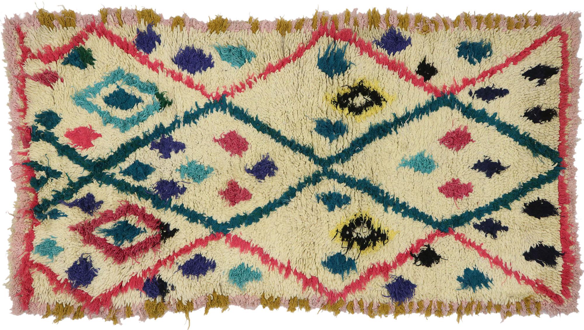 Vintage Berber Moroccan Azilal Rug with Hygge Boho Chic Style For Sale 2