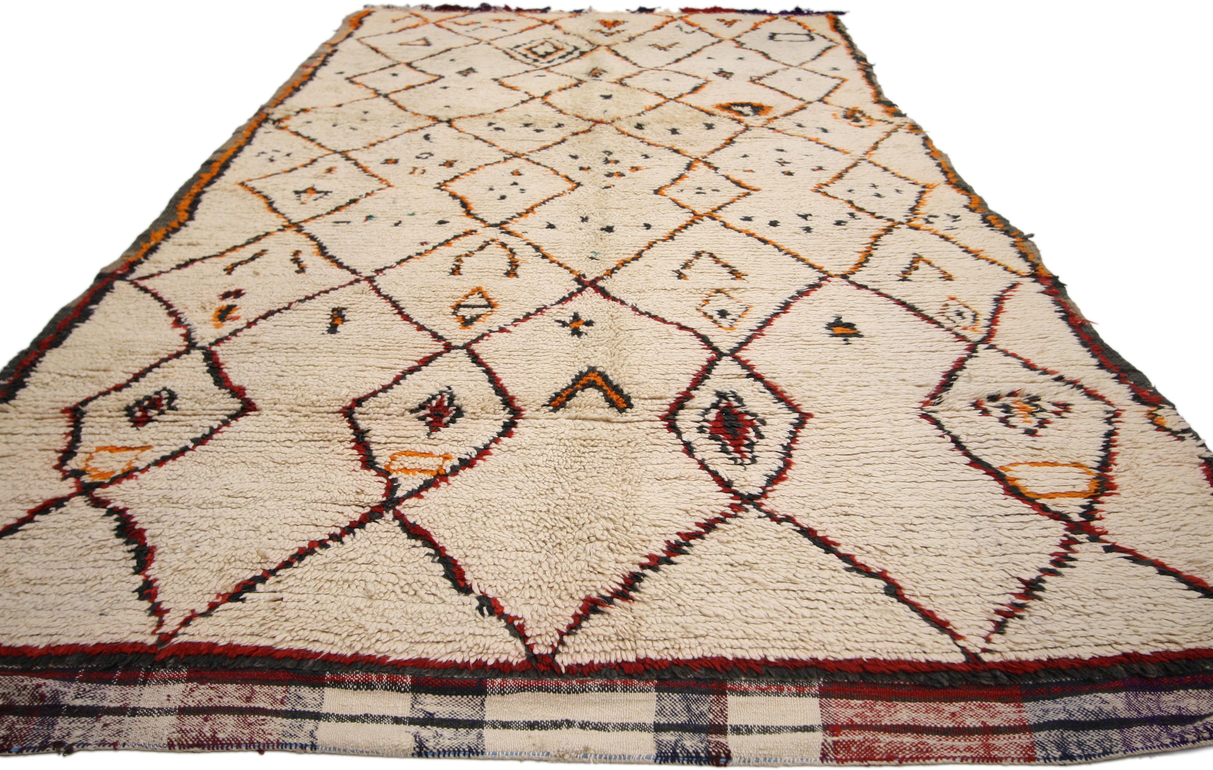 Hand-Knotted Vintage Berber Moroccan Azilal Rug with Hygge Vibes and Tribal Style For Sale