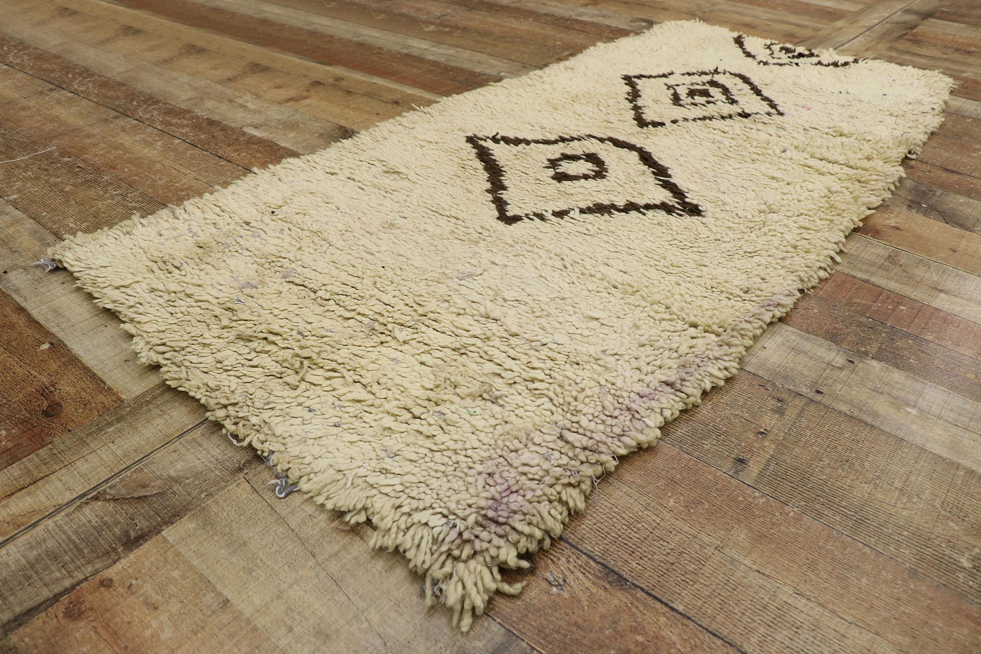 Wool Vintage Berber Moroccan Azilal Rug with Mid-Century Modern Style For Sale