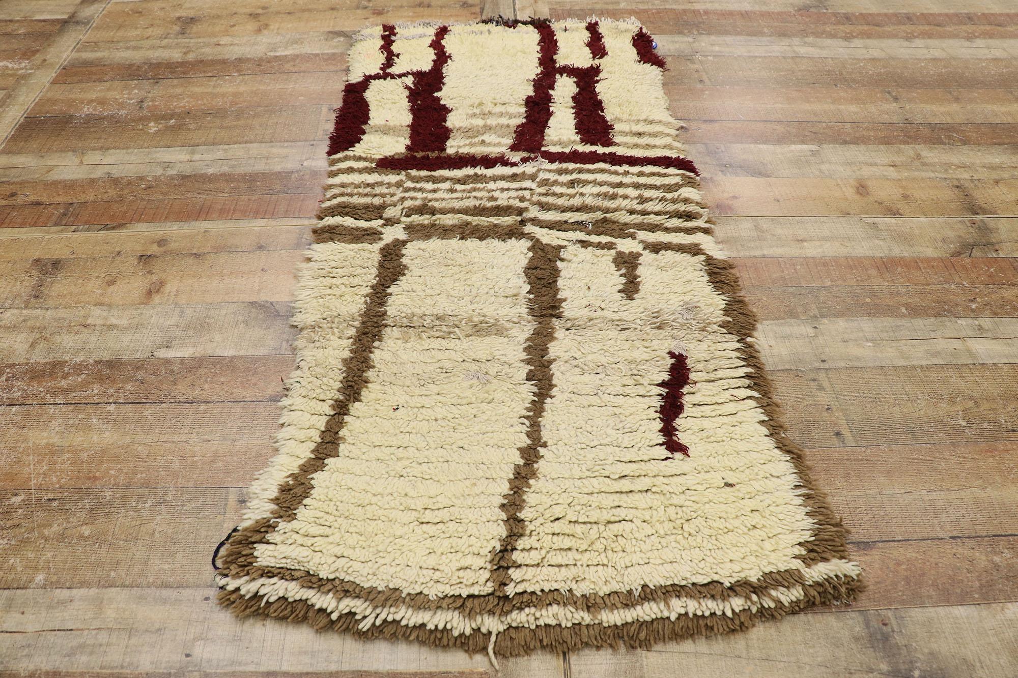 Wool Vintage Berber Moroccan Azilal Rug with Mid-Century Modern Style For Sale