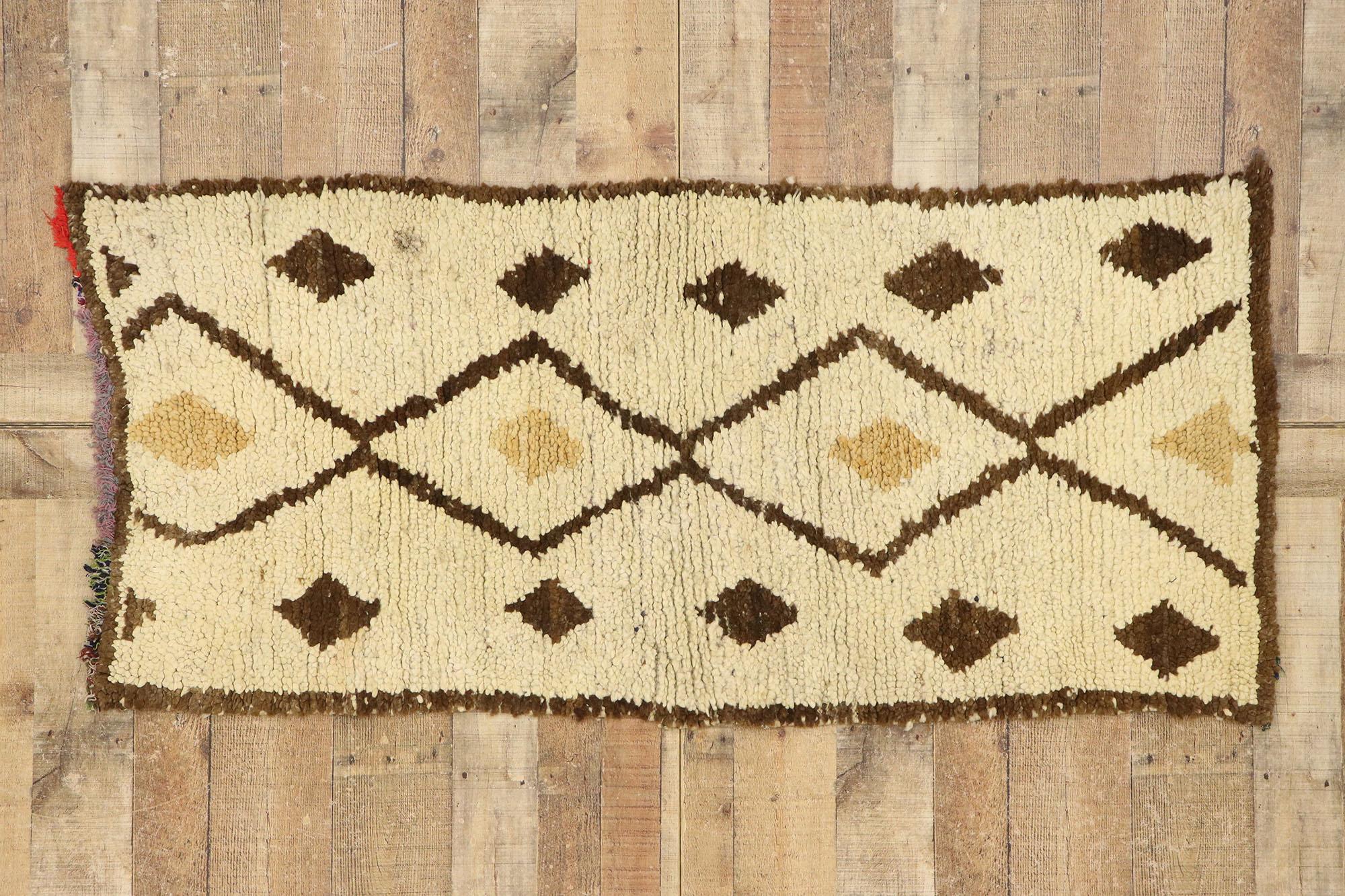 Vintage Berber Moroccan Azilal Rug with Mid-Century Modern Style For Sale 2