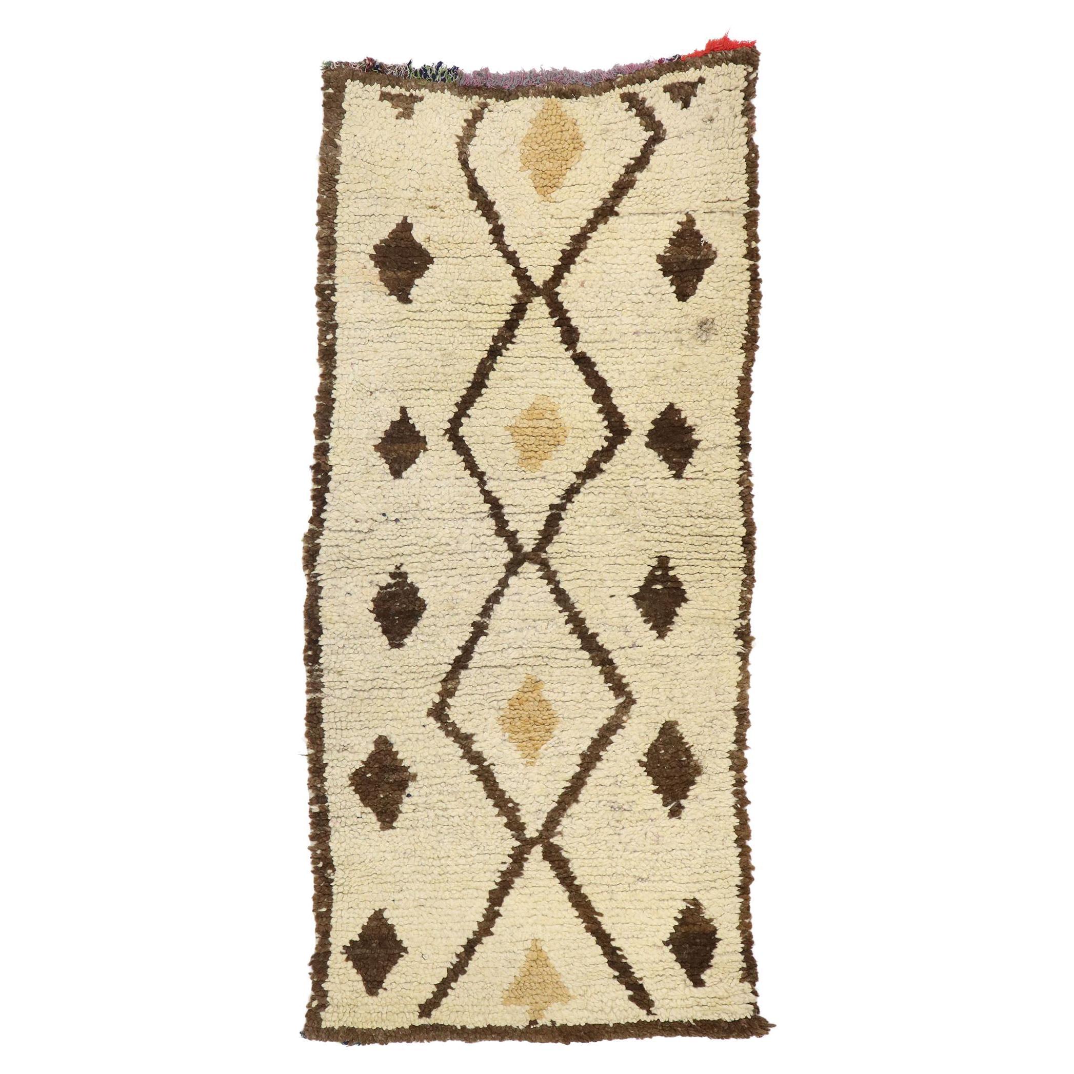 Vintage Berber Moroccan Azilal Rug with Mid-Century Modern Style For Sale