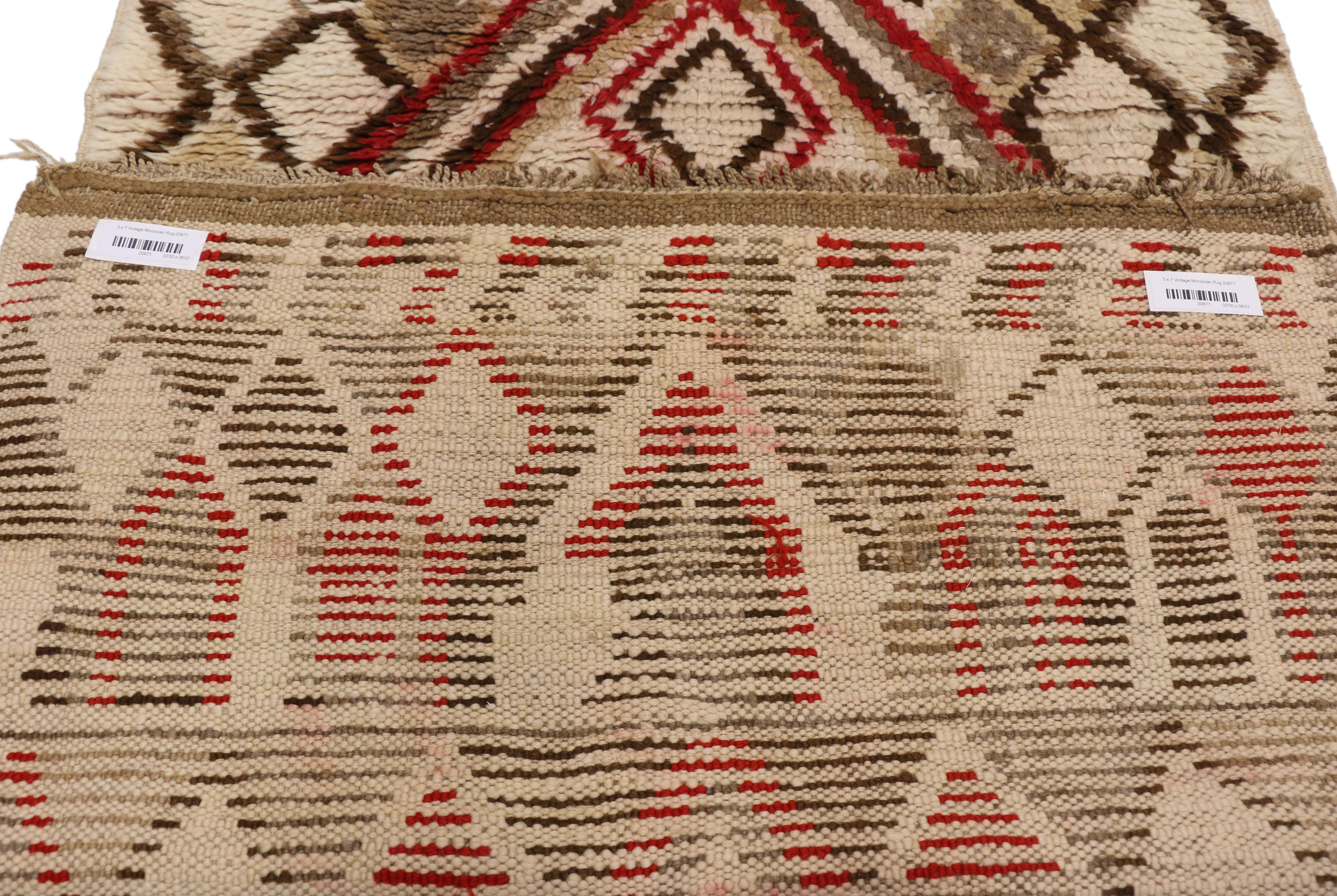 20th Century Vintage Berber Moroccan Azilal Rug with Mid-Century Modern Tribal Style For Sale