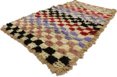 Vintage Berber Moroccan Azilal Rug with Modern Cubist Style