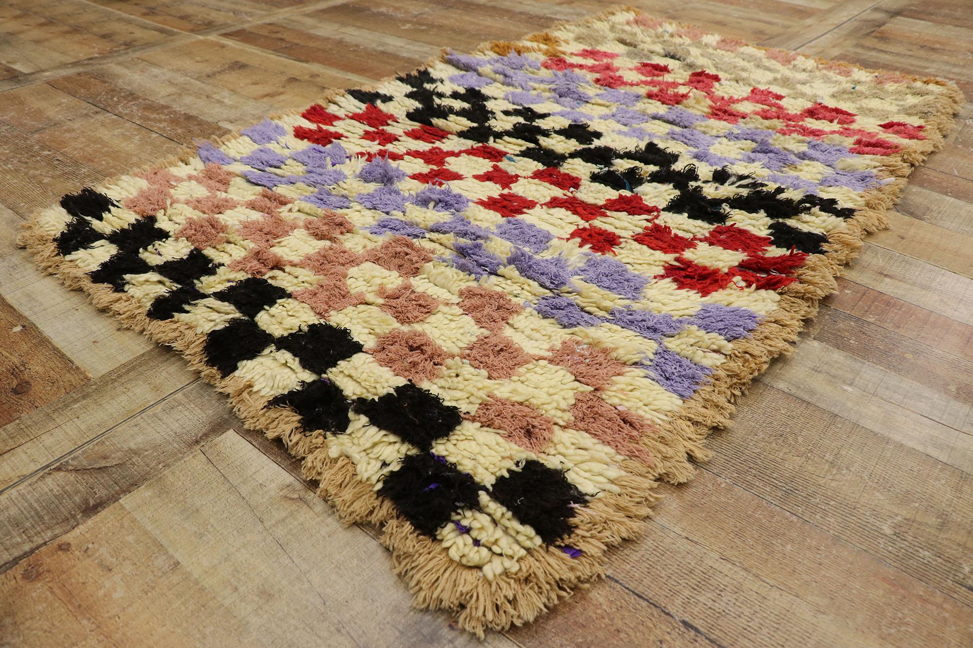 20th Century Vintage Berber Moroccan Azilal Rug with Modern Cubist Style For Sale