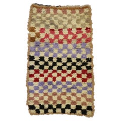 Vintage Berber Moroccan Azilal Rug with Modern Cubist Style