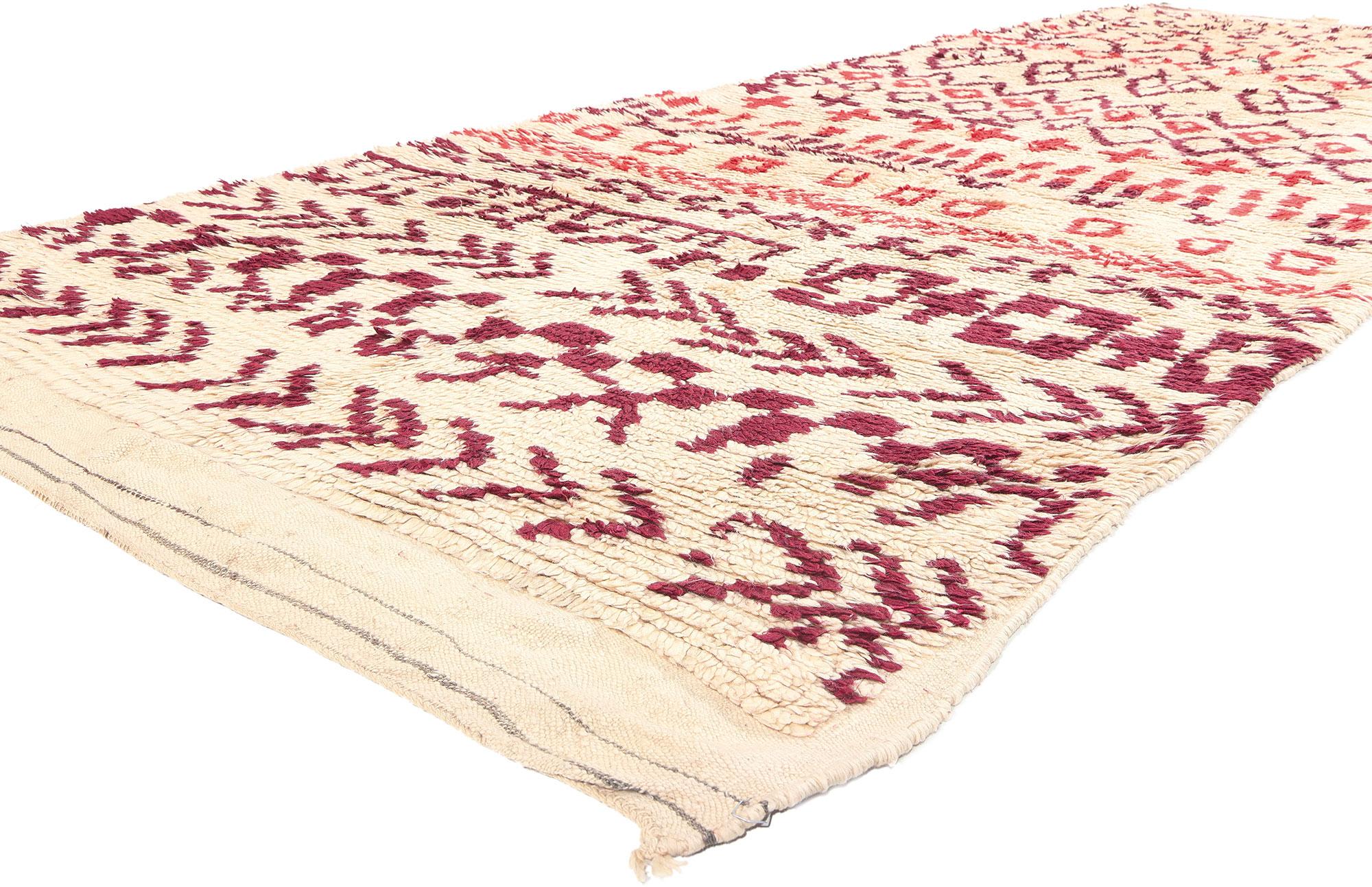 20359 Vintage Berber Moroccan Azilal Rug, 05'02 x 13'05.
Behold the artistry of this hand-knotted wool vintage Moroccan Azilal rug, originating from the heart of Morocco. Radiating with primitive charm and a harmonious asymmetry, this Berber