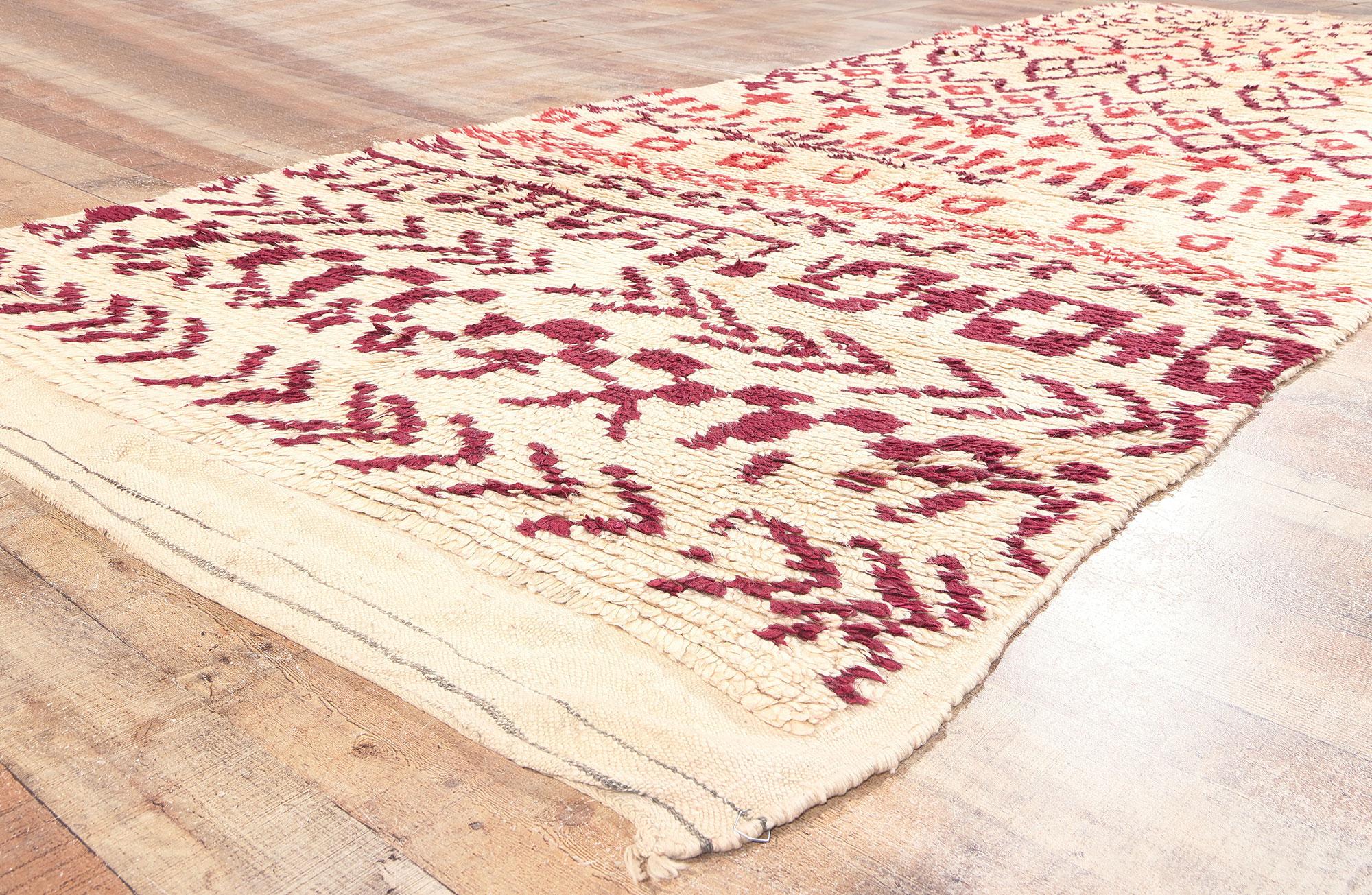 Wool Vintage Moroccan Azilal Rug, Tribal Enchantment Meets Global Boho Chic For Sale