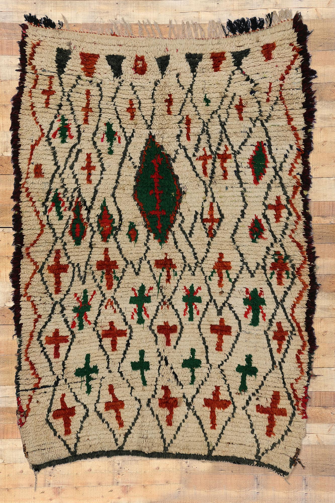 Alfombra Azilal Bereber Marroquí de 1940 con Estilo Moderno Bohemio en venta