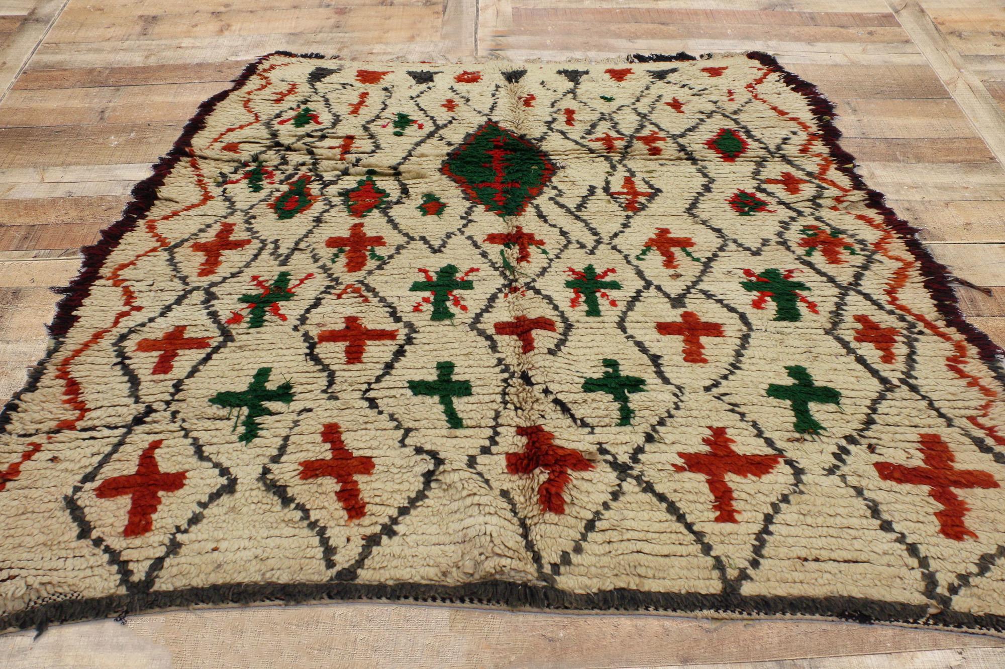 Alfombra Azilal Bereber Marroquí de 1940 con Estilo Moderno Lana en venta