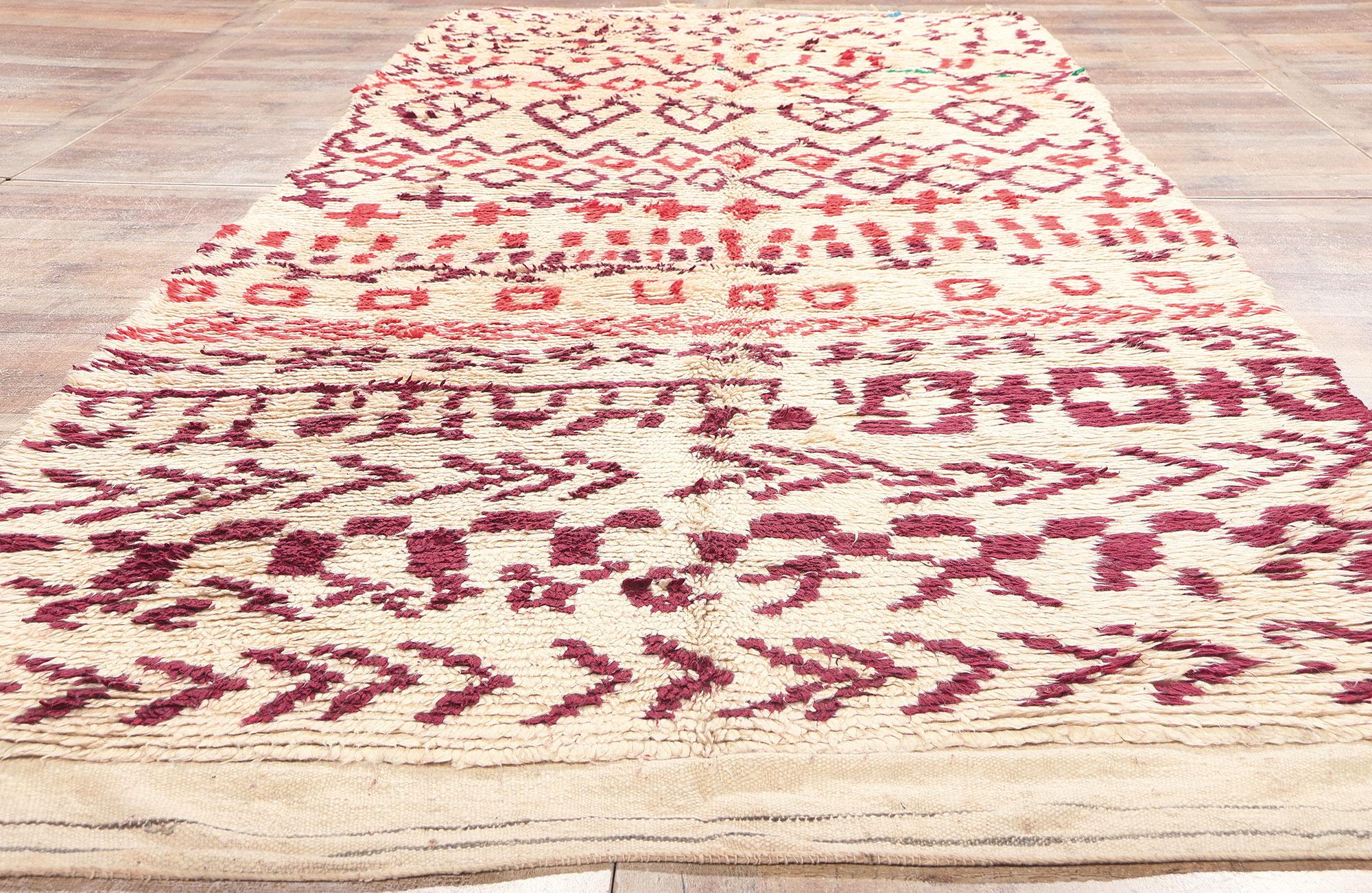 Vintage Moroccan Azilal Rug, Tribal Enchantment Meets Global Boho Chic For Sale 1