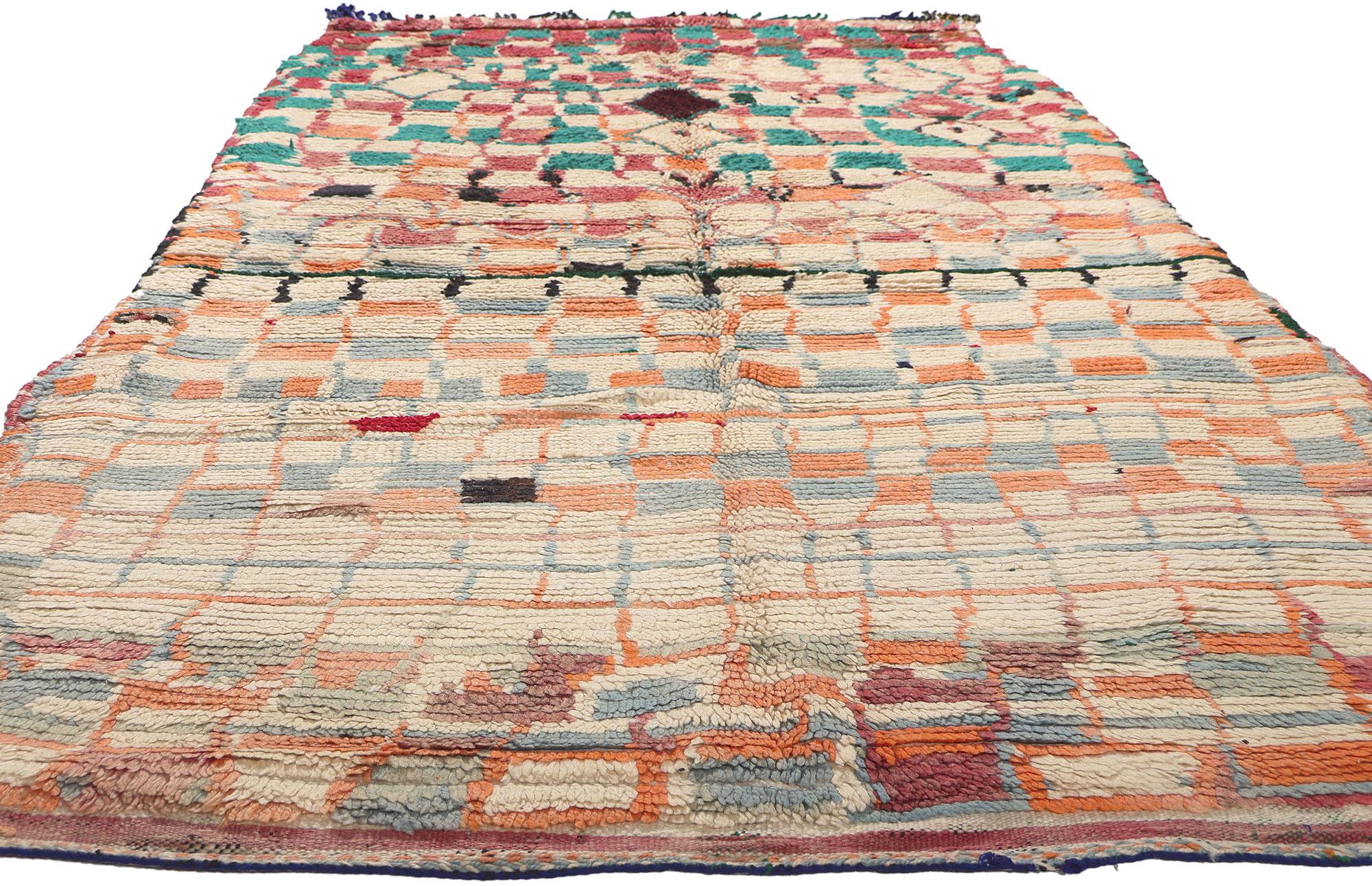 Mid-Century Modern Vintage Moroccan Azilal Rug, Midcentury Modern Meets Cozy Bohemian For Sale