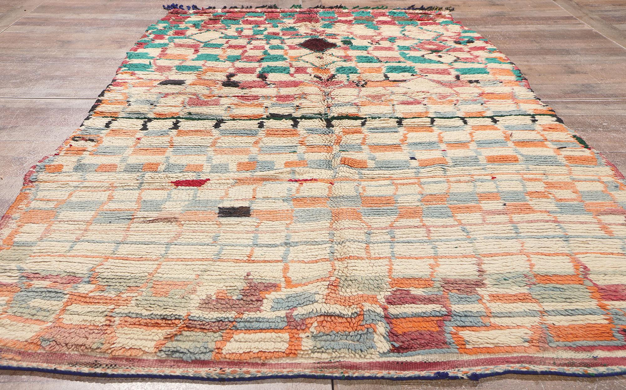 Vintage Moroccan Azilal Rug, Midcentury Modern Meets Cozy Bohemian For Sale 1