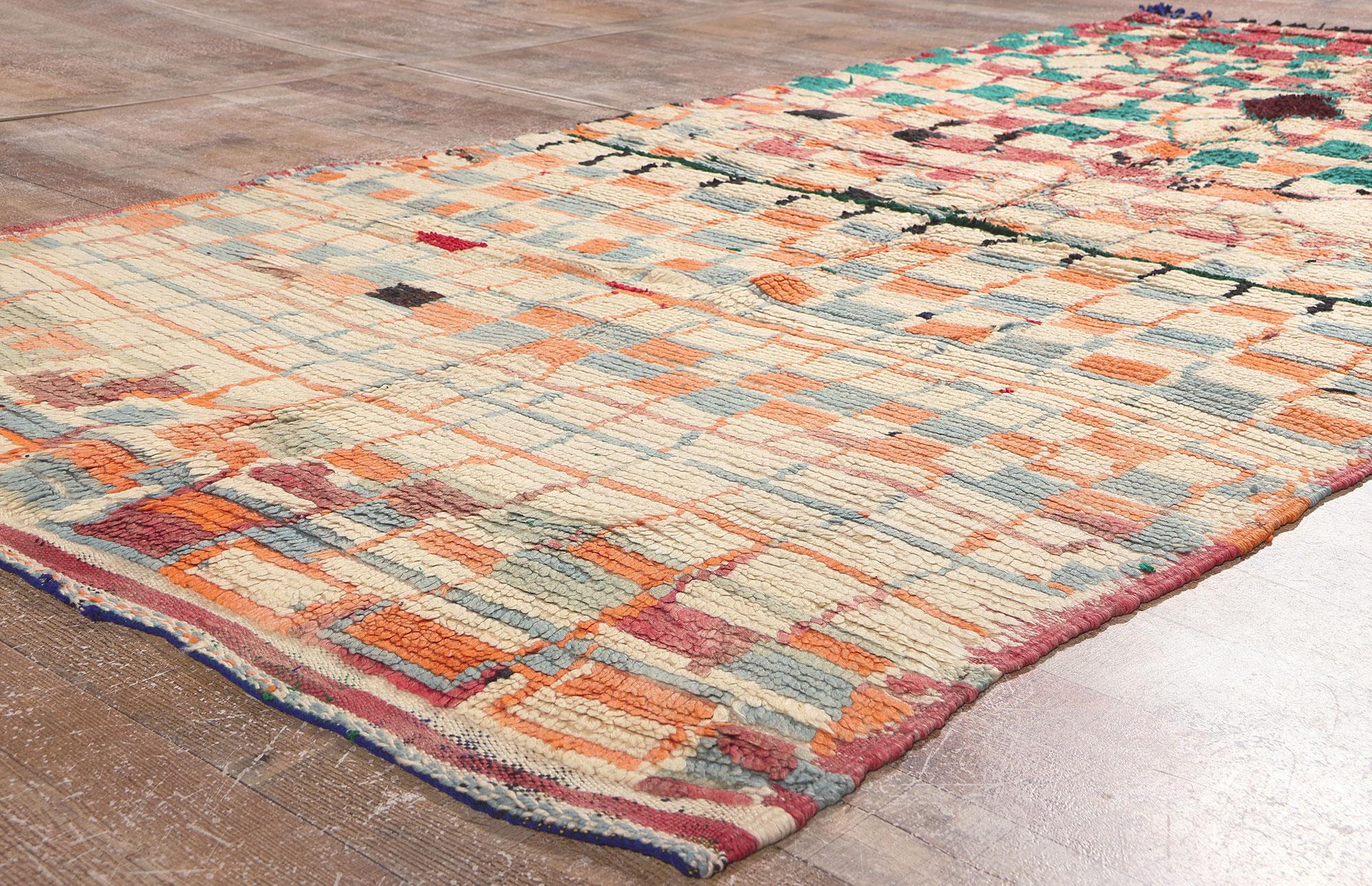 Wool Vintage Moroccan Azilal Rug, Midcentury Modern Meets Cozy Bohemian For Sale