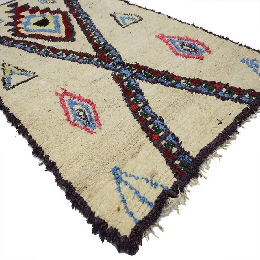 Hand-Knotted Vintage Berber Moroccan Azilal Rug with Tribal Style